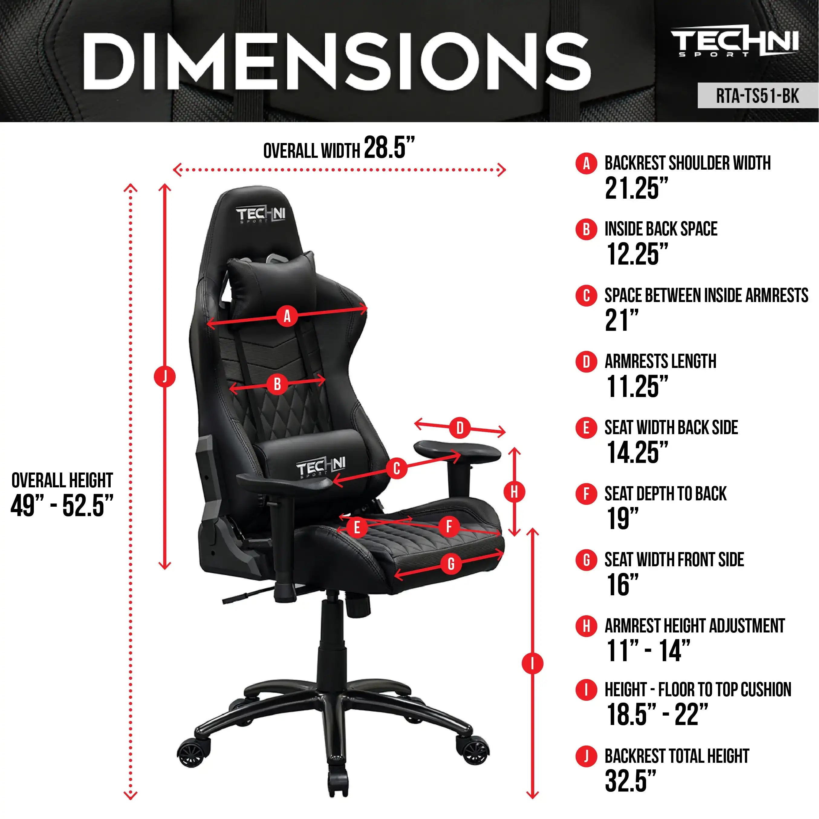 Techni Sport TS-5100 Ergonomic High Back Racer Style PC Gaming Chair, Black - Best Buy Furniture