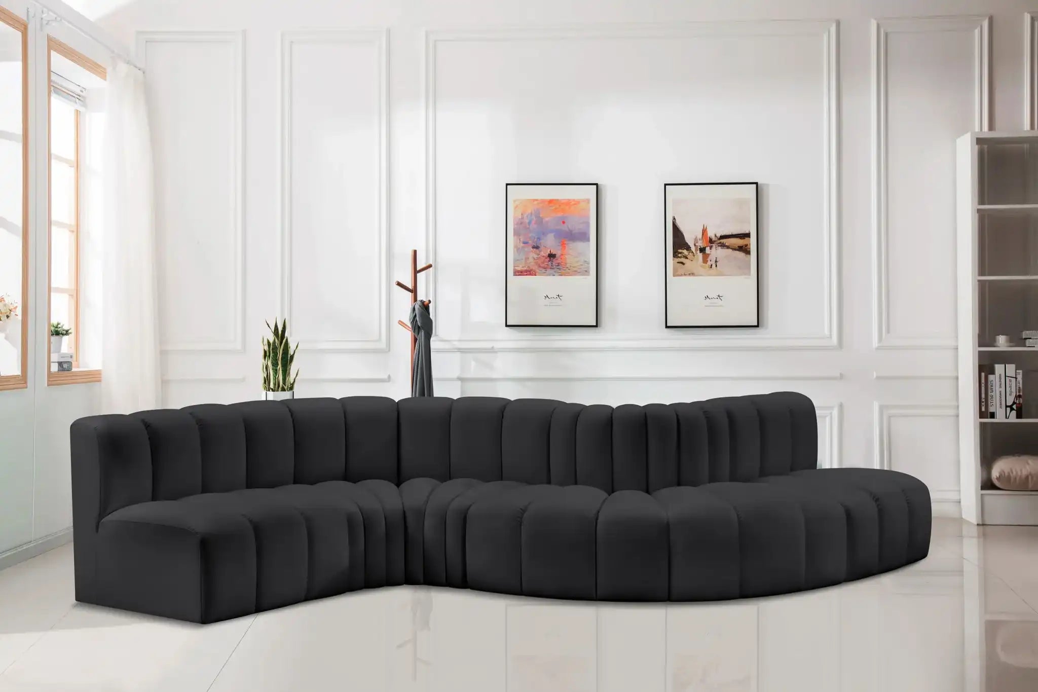 Arc - Faux Leather 6 Piece Curved Modular Sofa