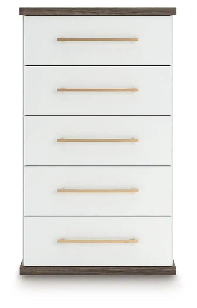 Kendanport - Five Drawer Chest - Brown / White - Best Buy Furniture
