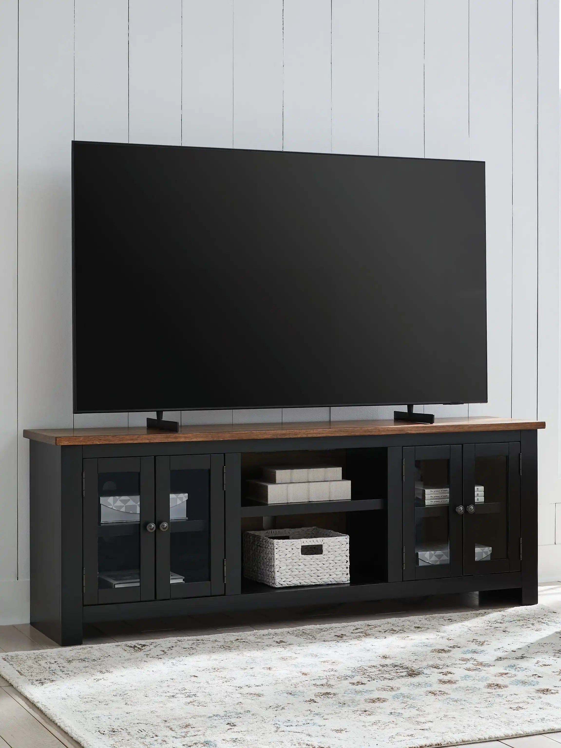 Wildenauer - XL TV Stand With Fireplace Option - Brown / Black - Best Buy Furniture