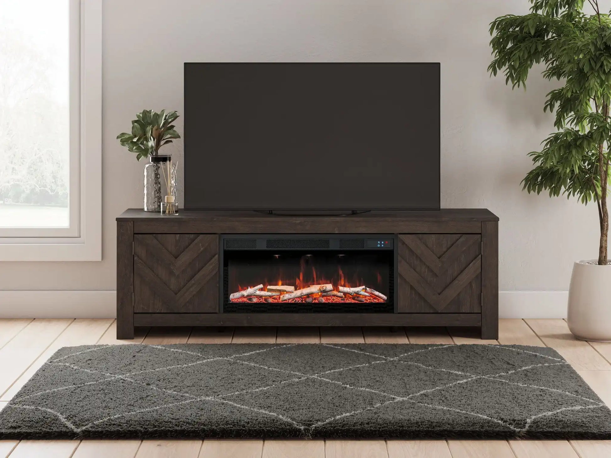 Cayboni - LG TV Stand With Fireplace Option - Best Buy Furniture