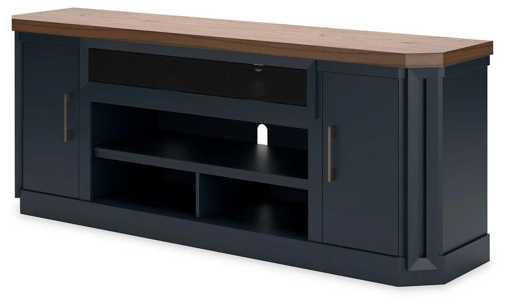 Landocken - XL TV Stand W/Fireplace Option - Brown / Blue - Best Buy Furniture