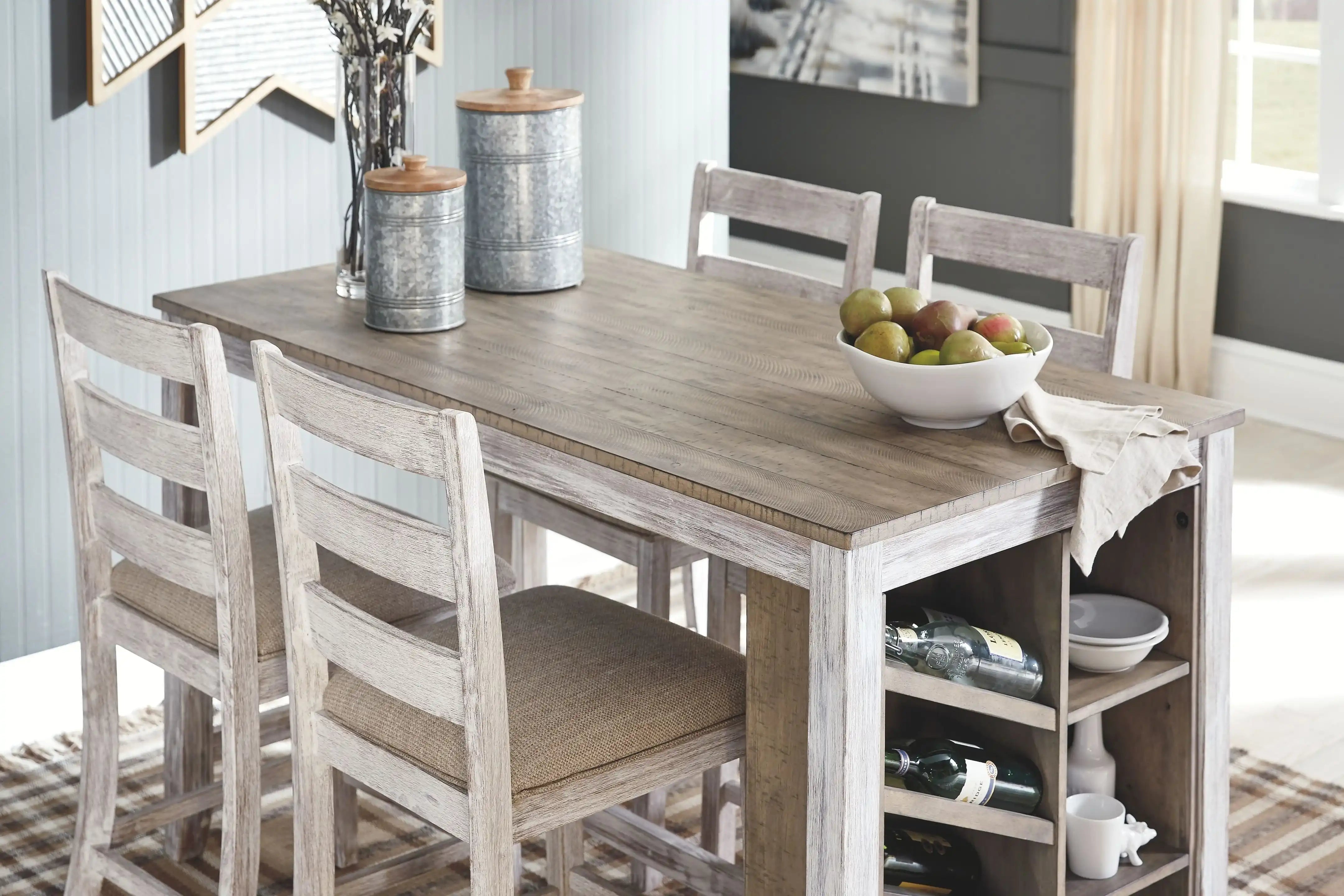 Skempton - Rectangular Counter Table With Storage Set - Best Buy Furniture