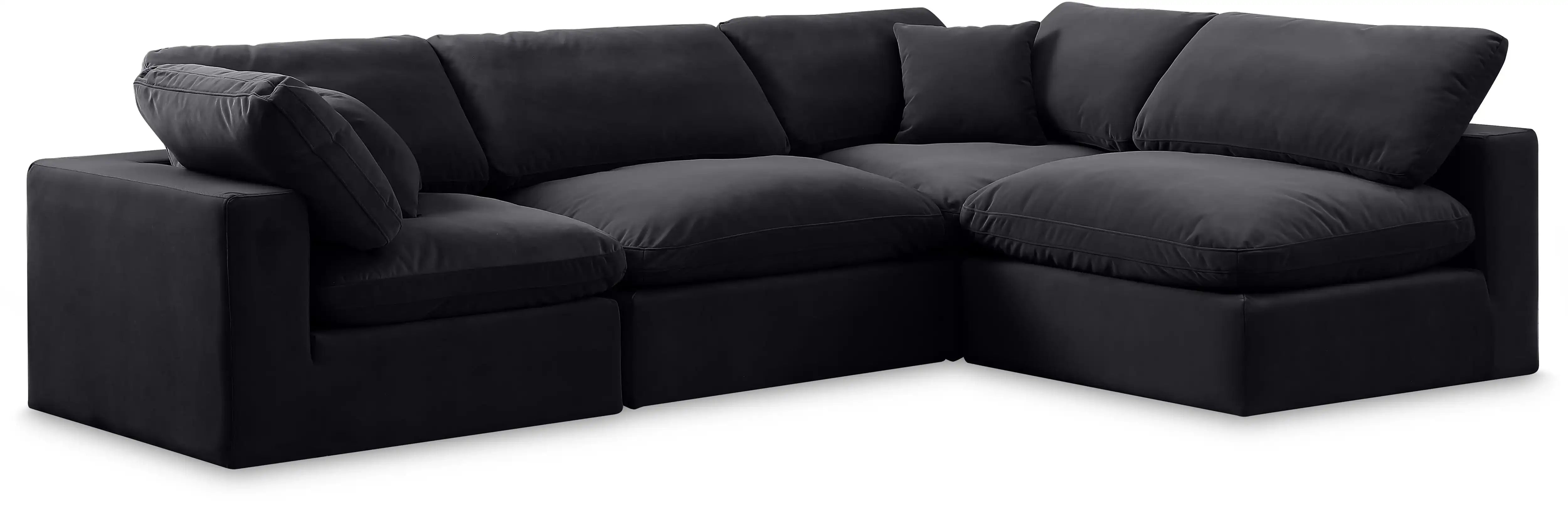 Comfy - 4 Piece Velvet Modular Armless Sectional - Best Buy Furniture