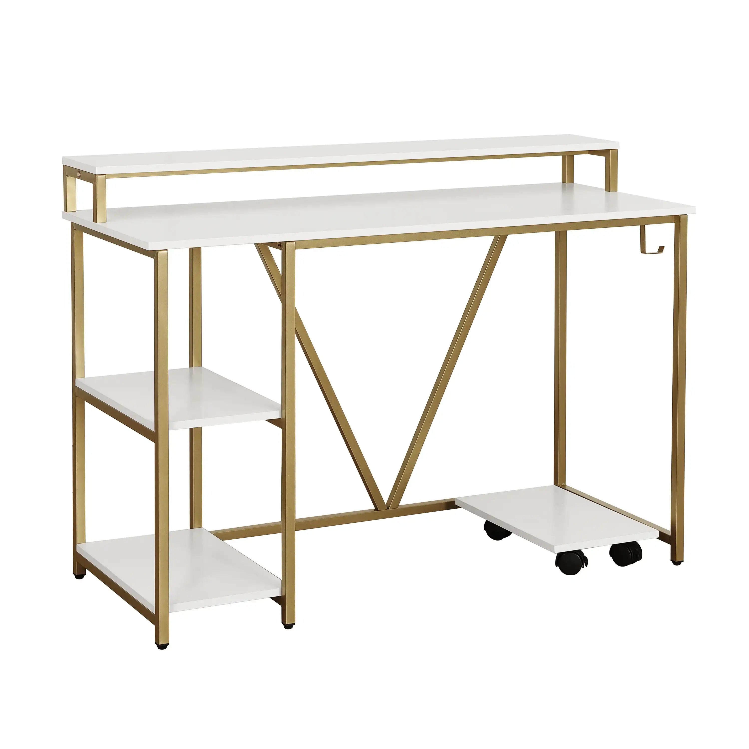 Techni Mobili Industrial Writing Desk, Gold - Best Buy Furniture