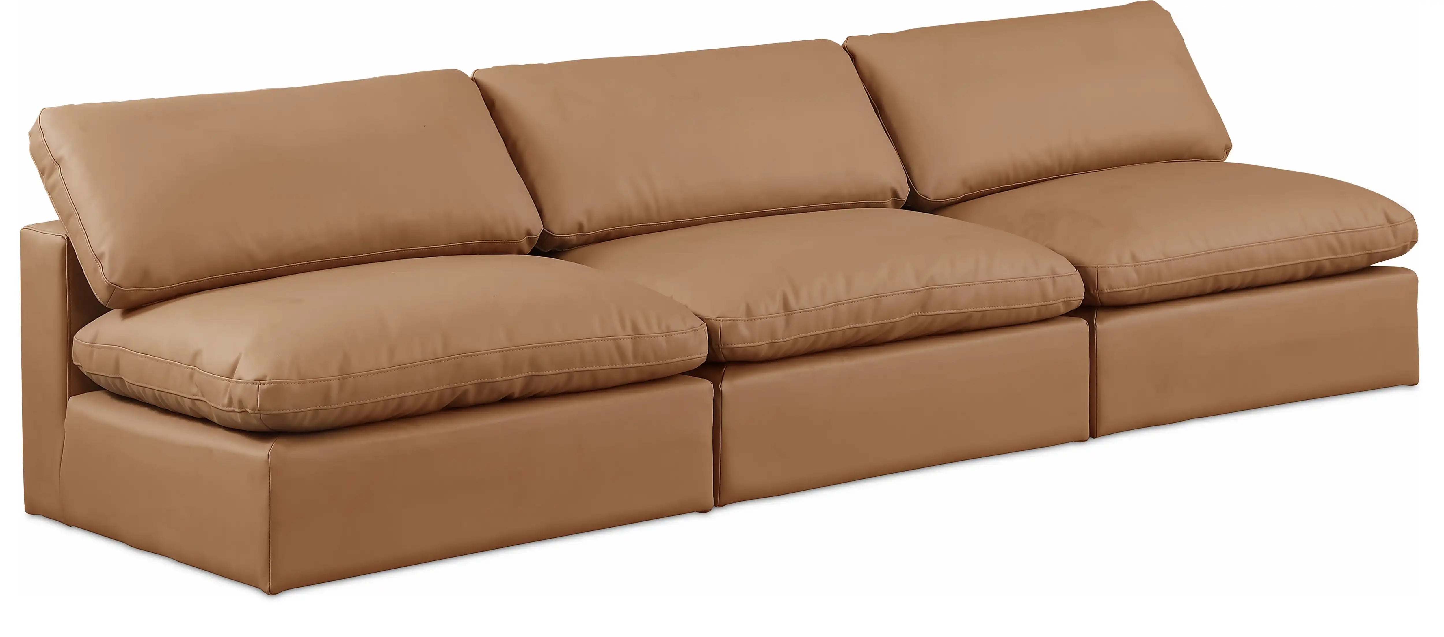 Comfy - Faux Leather Modular Armless Sofa 3 Seats - Best Buy Furniture