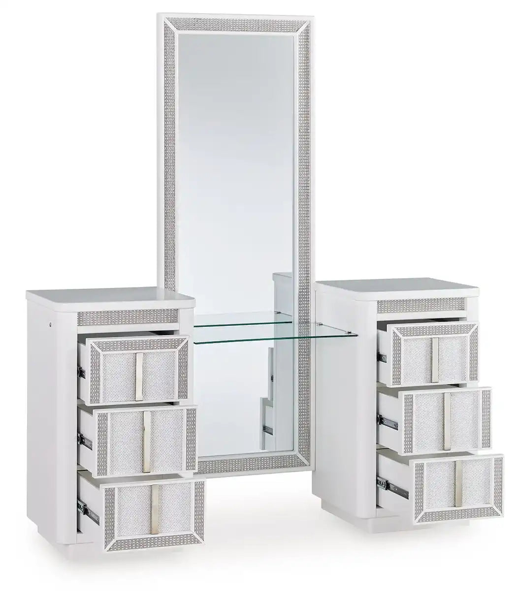 Chalanna - Vanity With Mirror - White - Best Buy Furniture