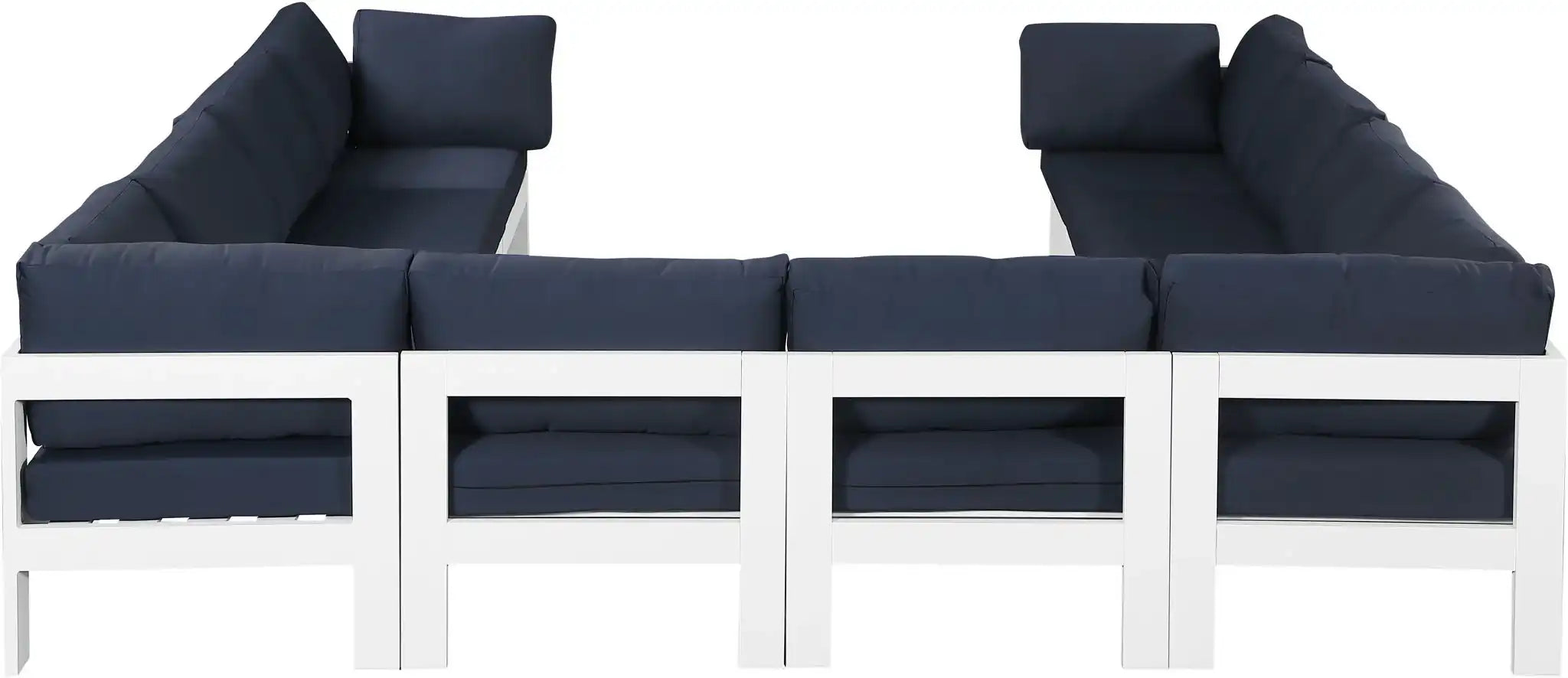 Nizuc - Outdoor Patio 10 Piece Modular Sectional With White Frame
