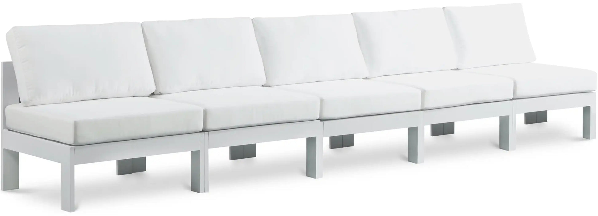 Nizuc - Outdoor Patio 5 Seat Modular Armless Sofa With White Frame - Best Buy Furniture