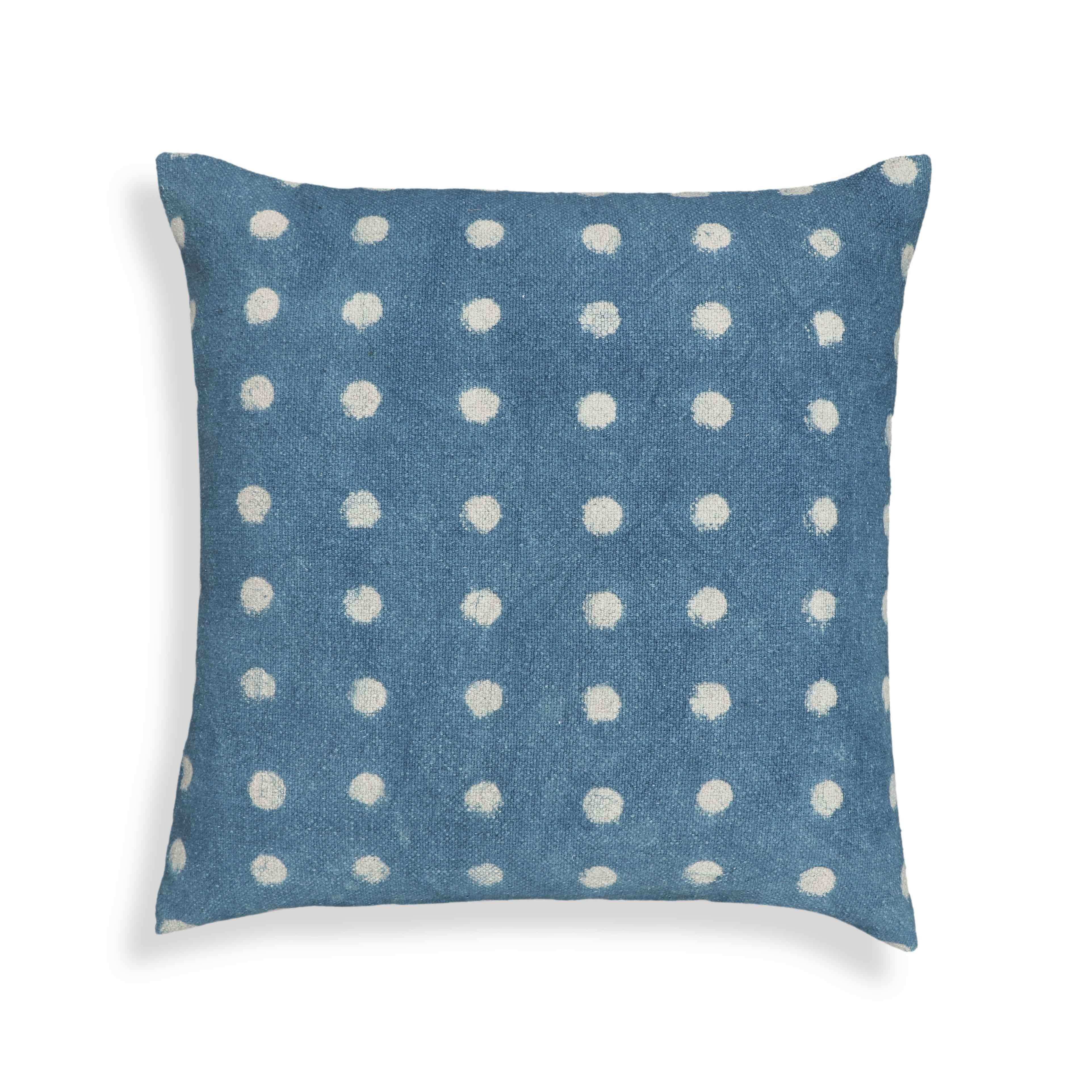 Indigo - Dots Cotton Square Accent Pillow - Indigo - Best Buy Furniture