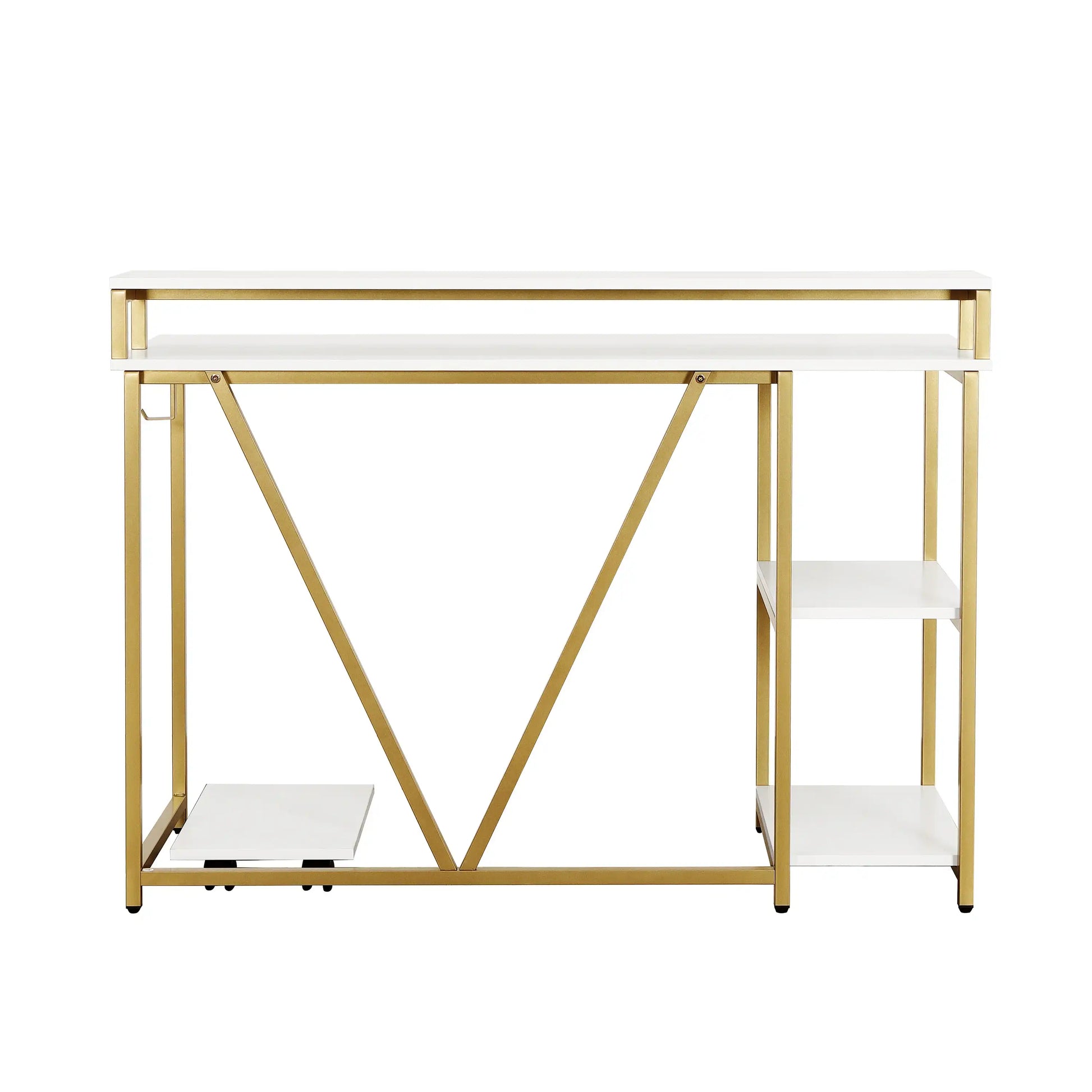 Techni Mobili Industrial Writing Desk, Gold - Best Buy Furniture