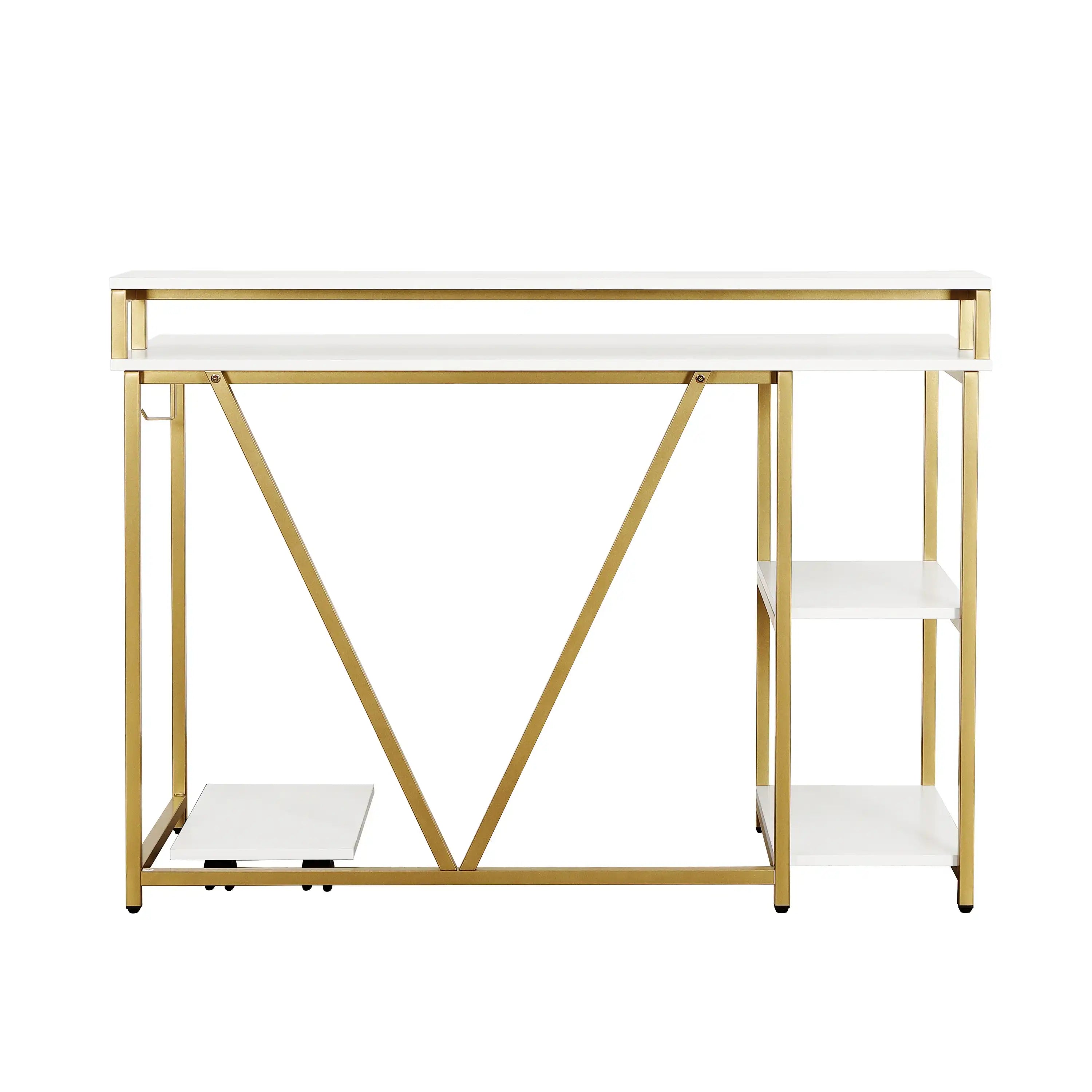 Techni Mobili Industrial Writing Desk, Gold - Best Buy Furniture