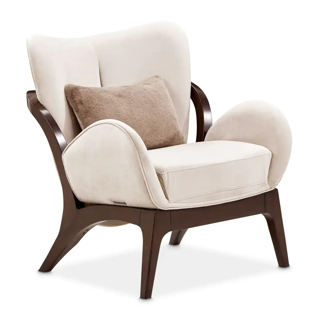 Camellia Field - Velvet Accent Chair - Beige / Dark Brown - Best Buy Furniture