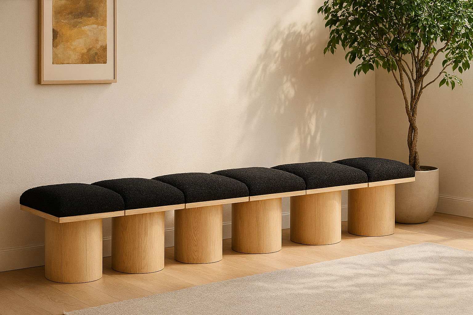 Pavilion - 6 Piece Modular Bench With Natural Base