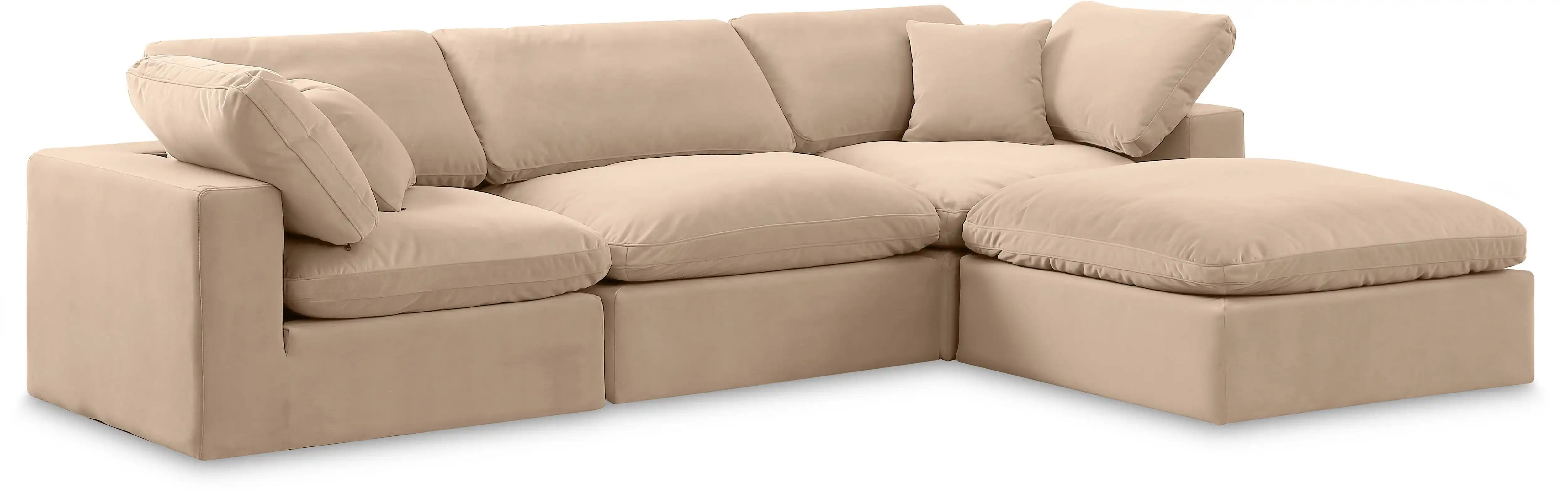 Comfy - 4 Piece Velvet Modular Sectional With Chaise - Best Buy Furniture
