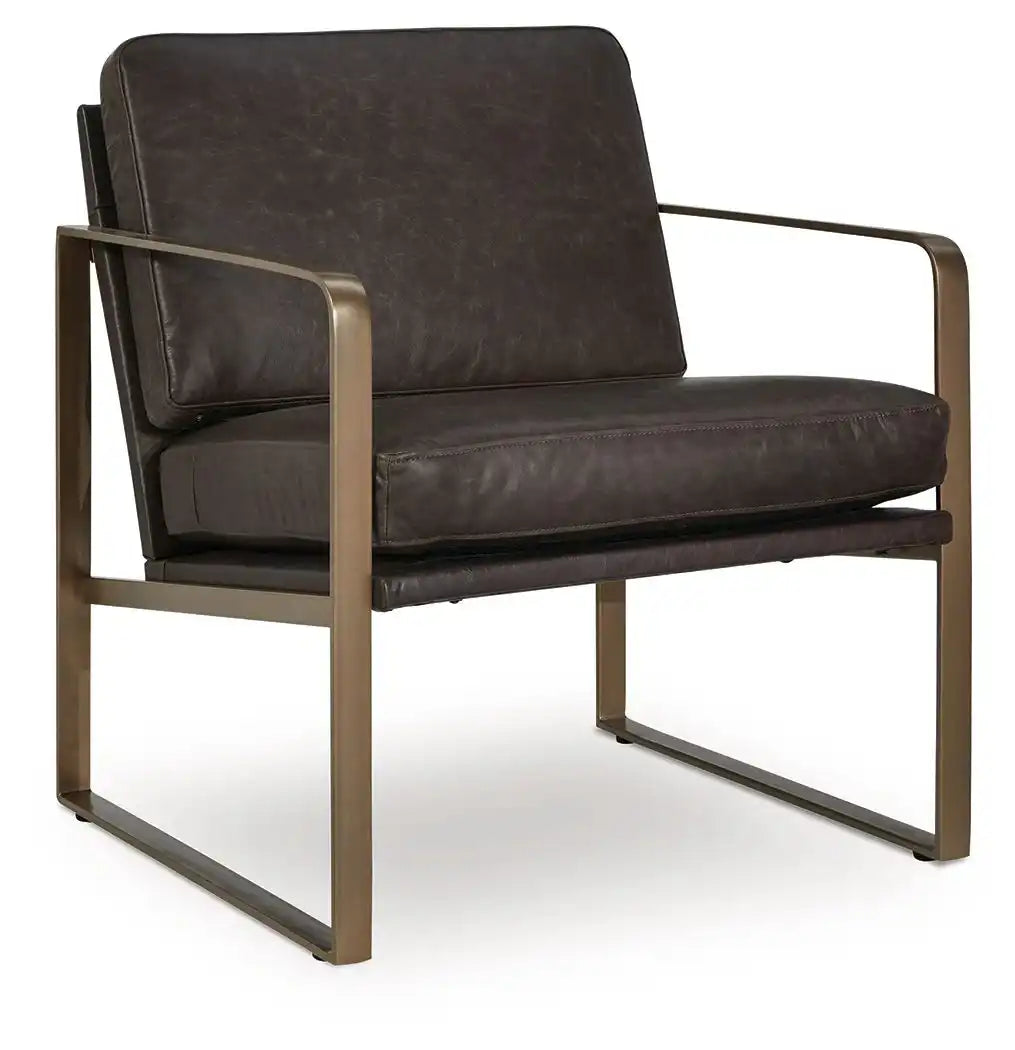 Bradett - Accent Chair - Dark Brown / Gold Finish - Best Buy Furniture