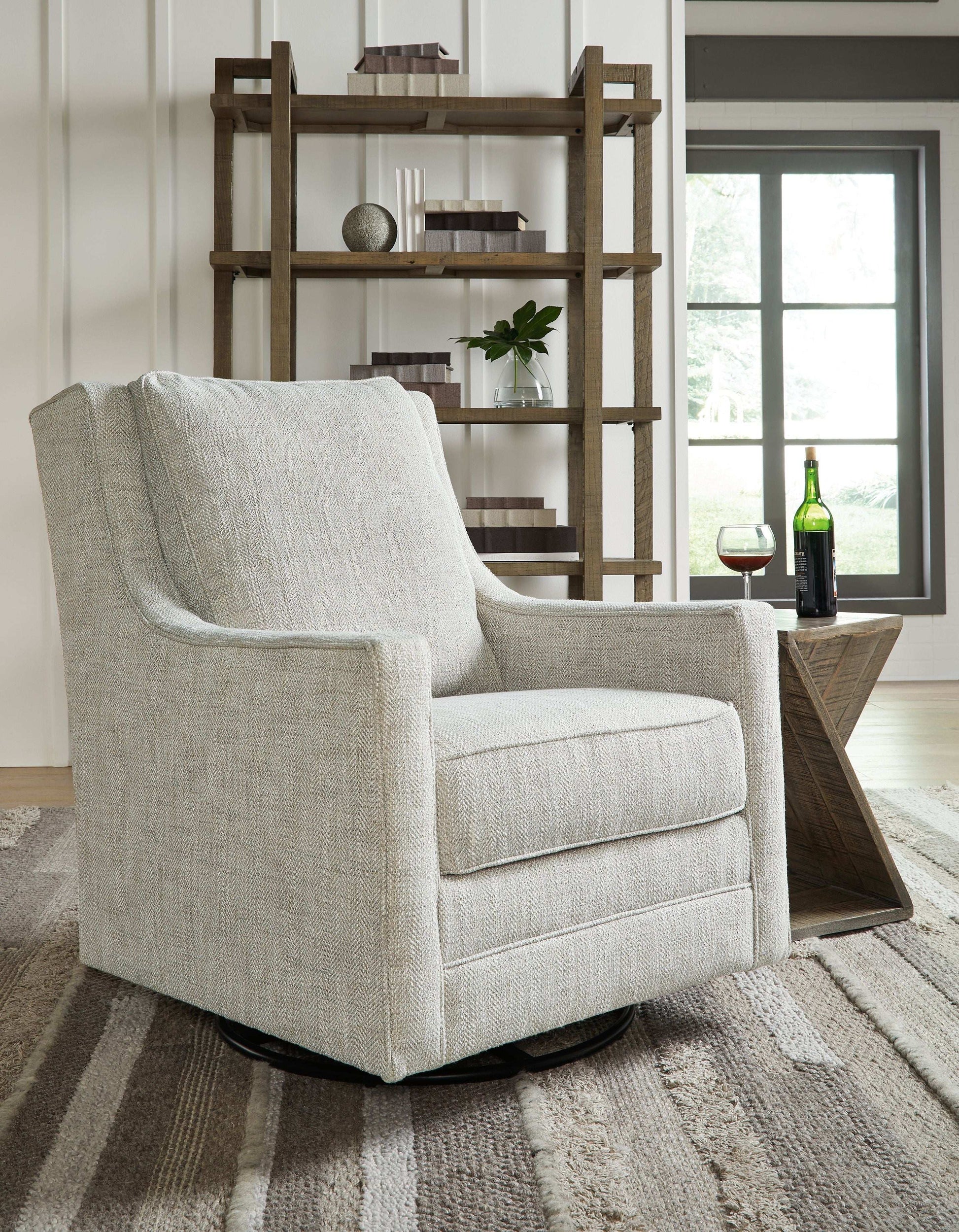 Kambria - Swivel Glider Accent Chair - Fog - Best Buy Furniture