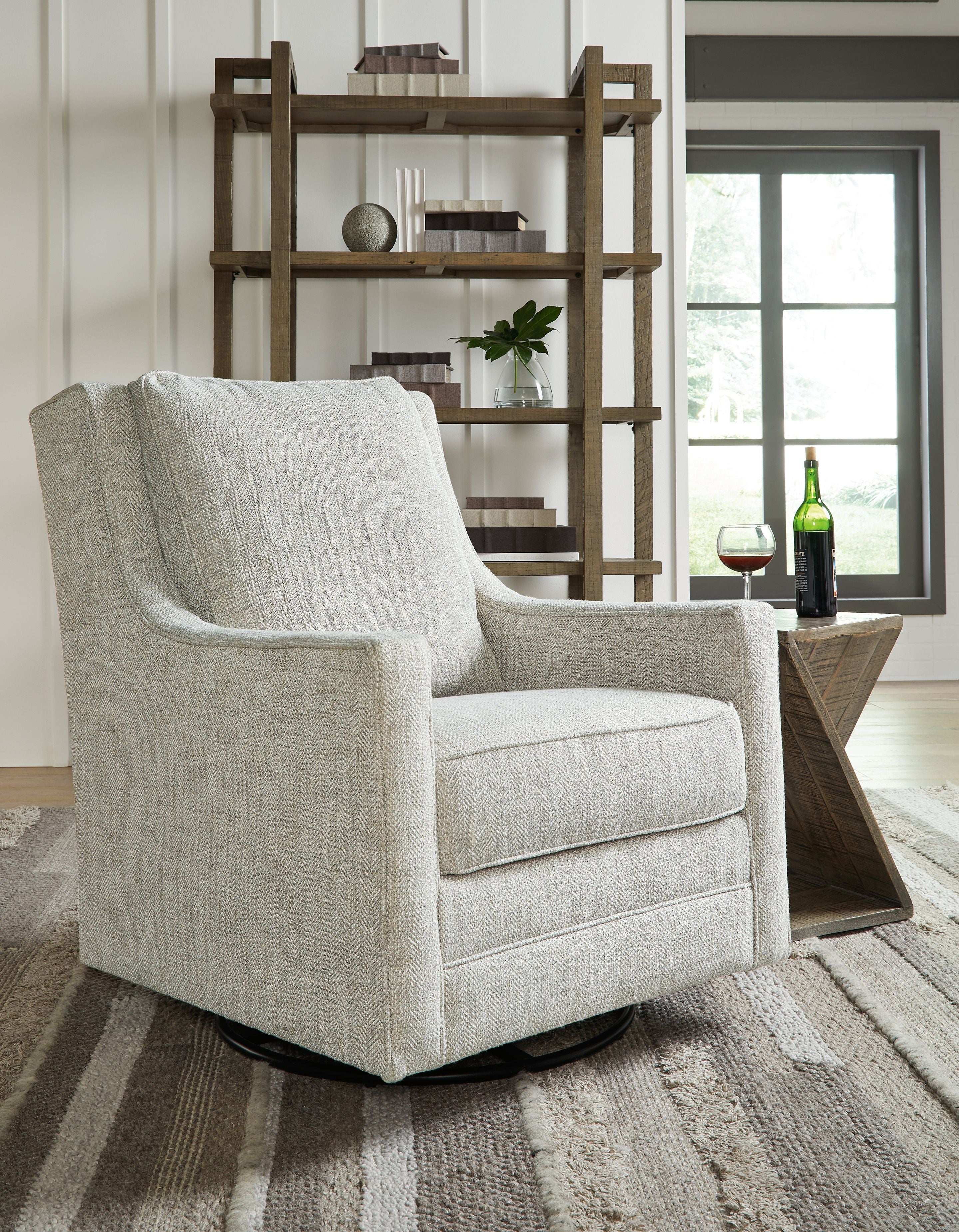 Kambria - Swivel Glider Accent Chair - Fog - Best Buy Furniture