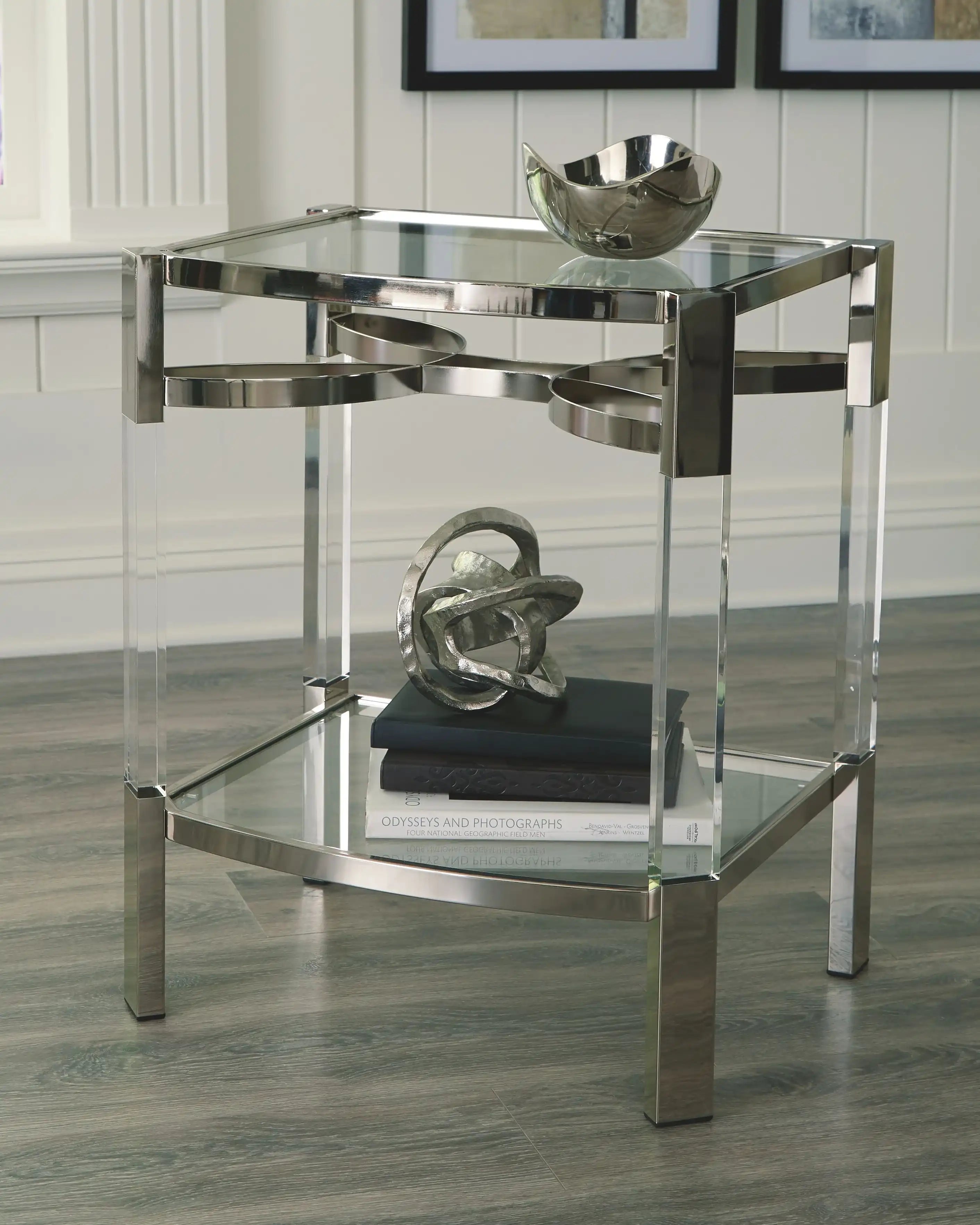 Chaseton - Accent Table - Clear / Silver Finish - Best Buy Furniture