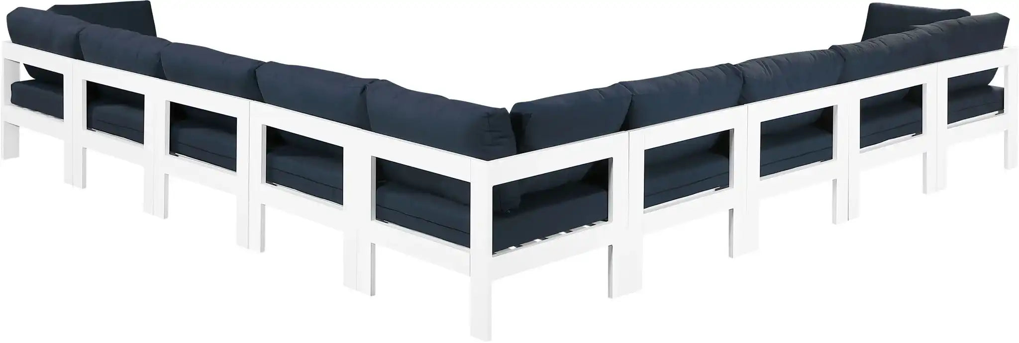 Nizuc - Outdoor Patio 9 Piece Modular Sectional With White Frame