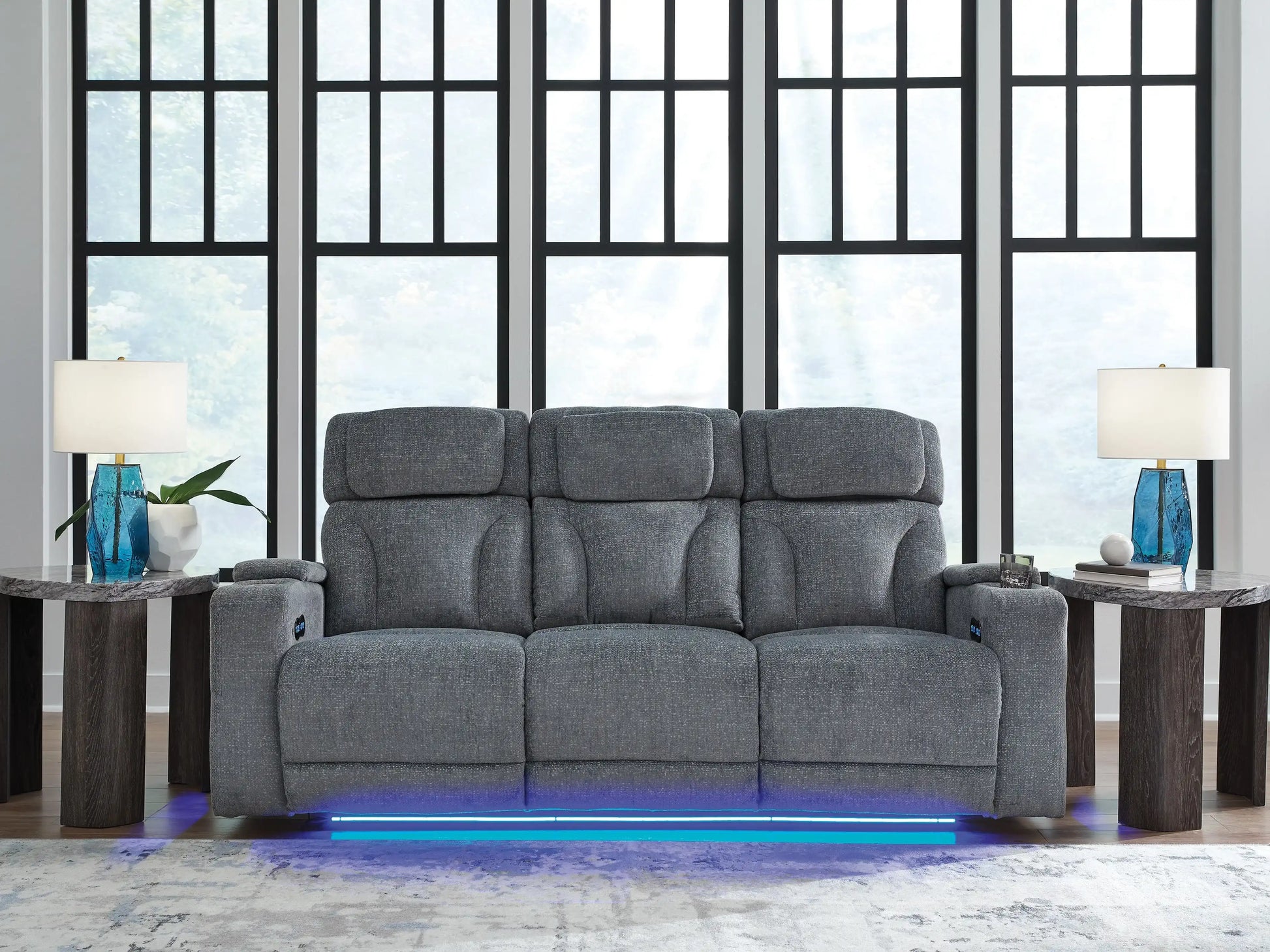 Studio Cave - Power Reclining Sofa - Steel - Best Buy Furniture