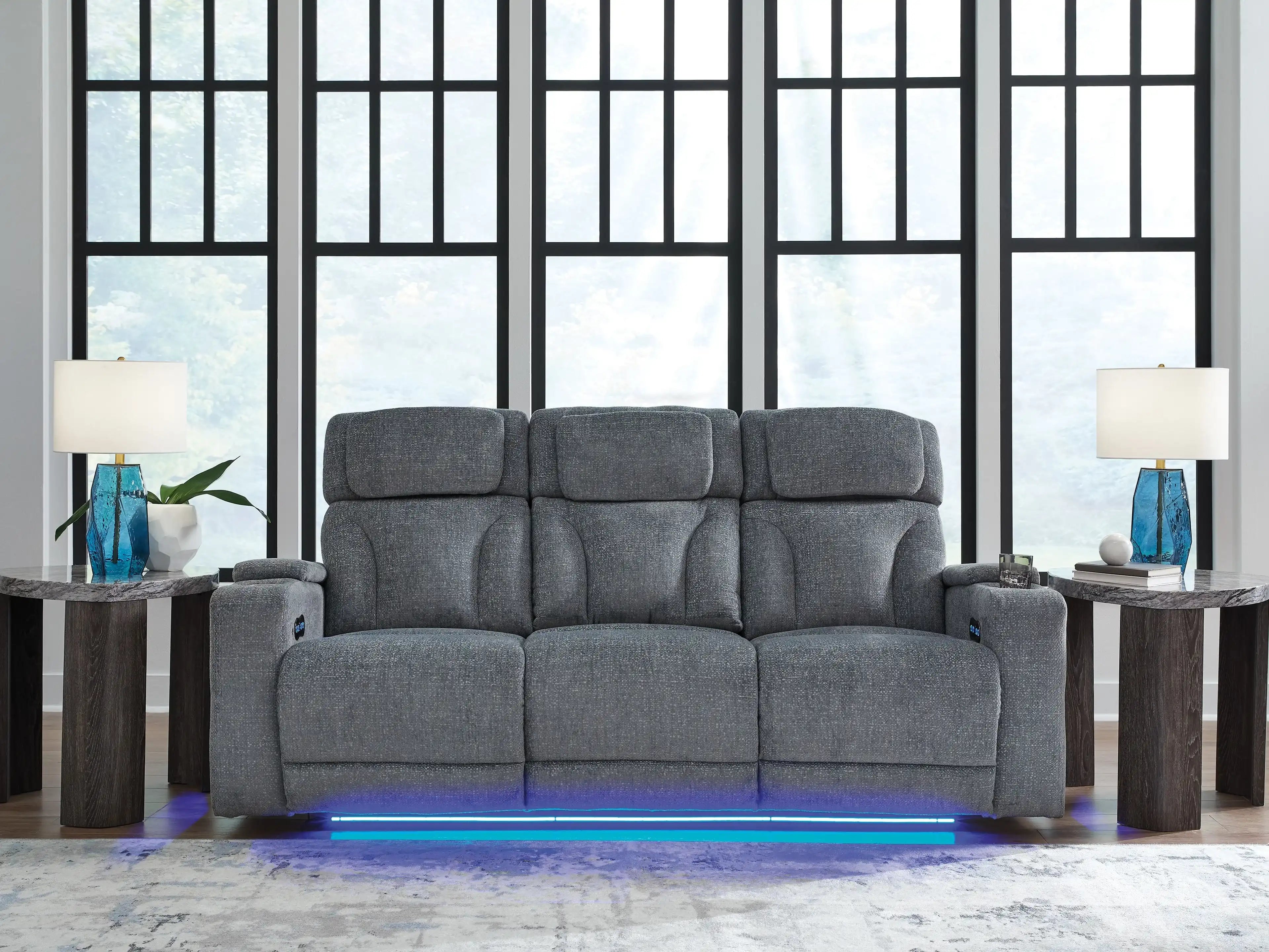 Studio Cave - Power Reclining Sofa - Steel - Best Buy Furniture