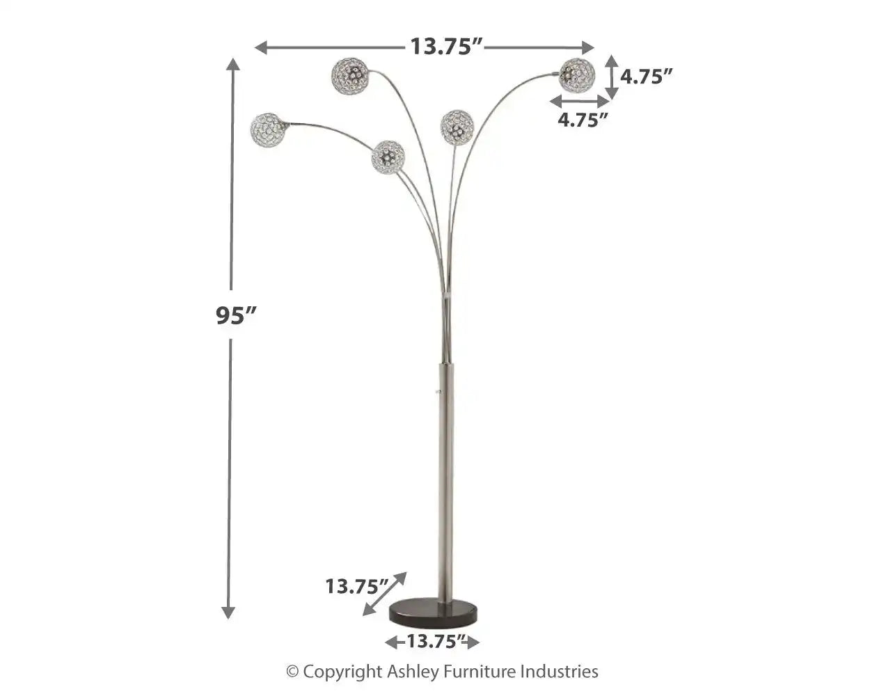 Winter - Metal Arc Lamp - Silver Finish - Best Buy Furniture