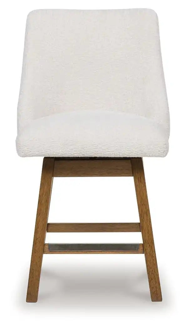 Cabalynn - Upholstered Swivel Barstool (Set of 2) - Oatmeal / Light Brown - Best Buy Furniture