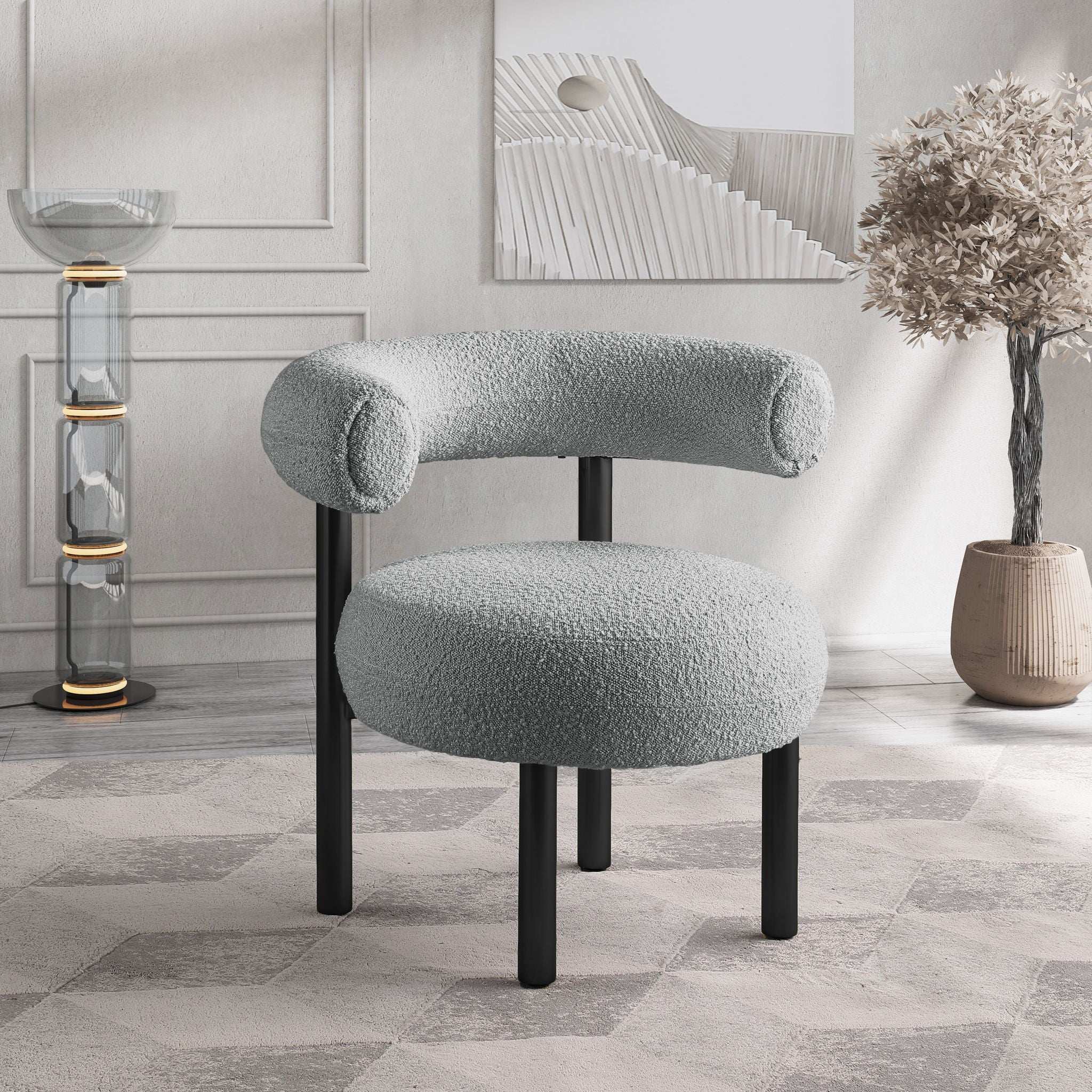 Bordeaux - Boucle Fabric Accent Chair With Black Legs