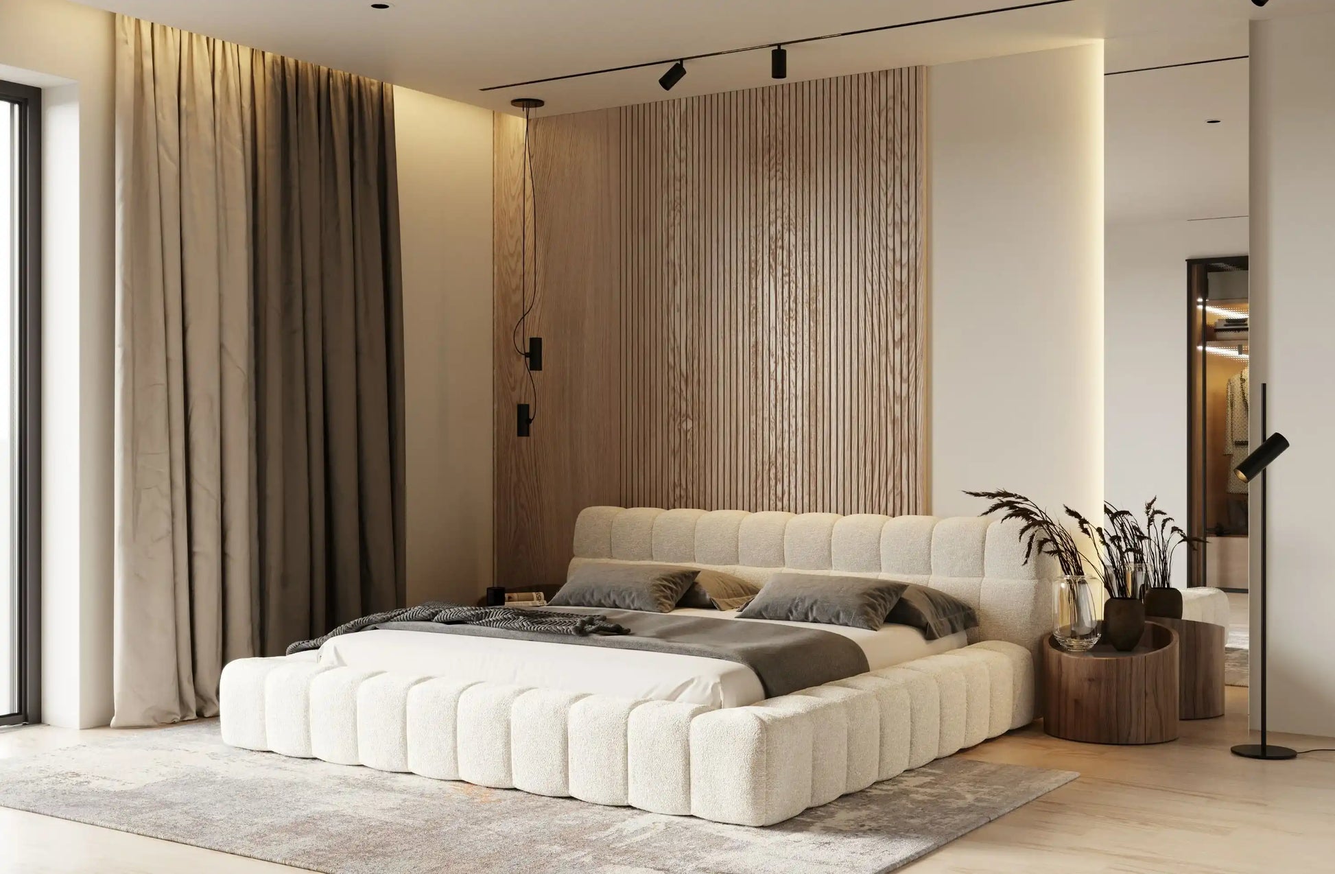 Divani Casa Tyree - Modern Tufted Off-White Fabric Bed King - Best Buy Furniture