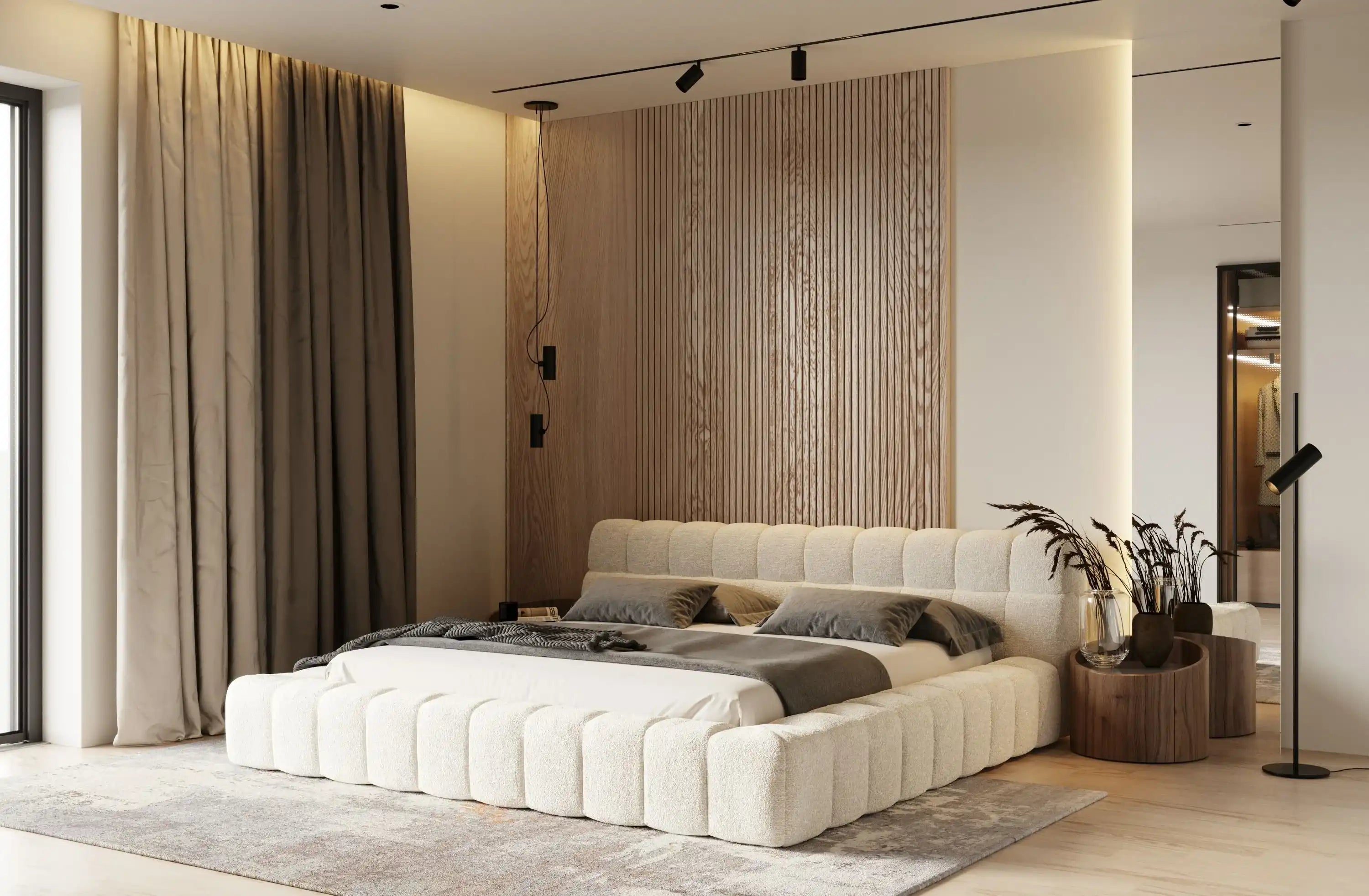 Divani Casa Tyree - Modern Tufted Off-White Fabric Bed King - Best Buy Furniture