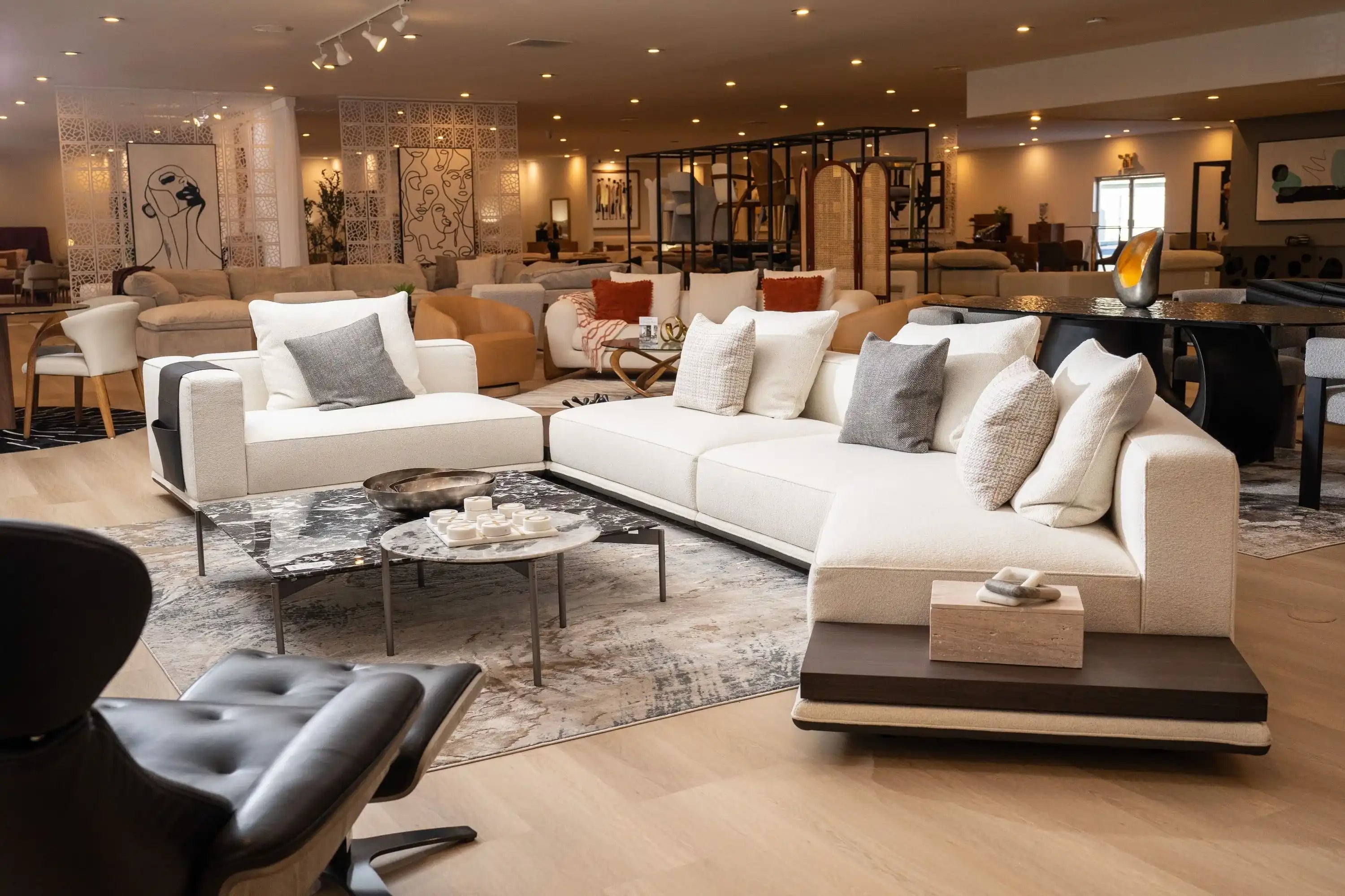 Lamod Siret - Modern Ivory Fabric Modular Sectional W/ Coffee Table - Best Buy Furniture