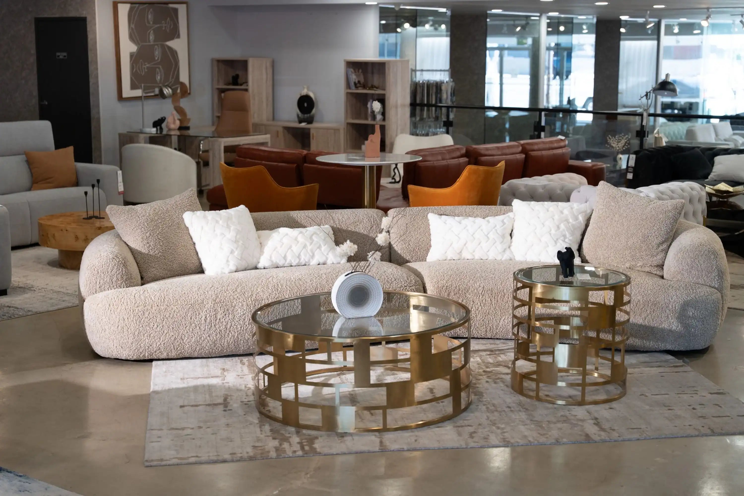 Divani Casa Trevor - Modern Tan Fabric Curved Sectional - Best Buy Furniture