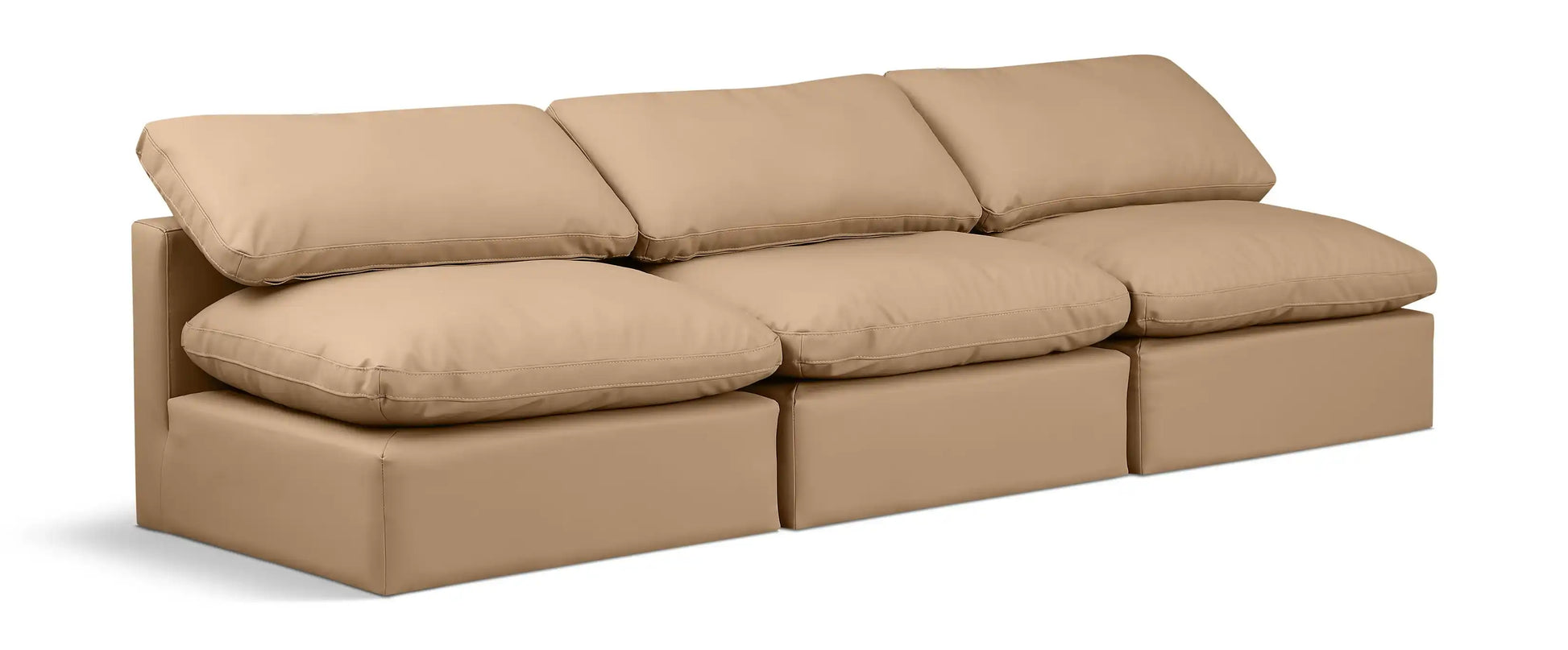 Indulge - Faux Leather 3 Piece Modular Armless Sofa - Tan - Best Buy Furniture