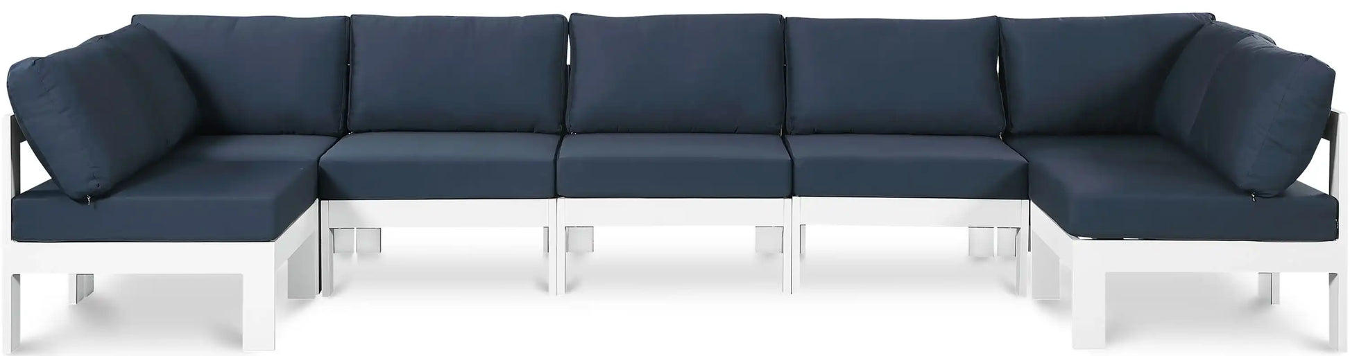 Nizuc - Outdoor Patio 7 Piece Modular Sectional With White Frame - Best Buy Furniture