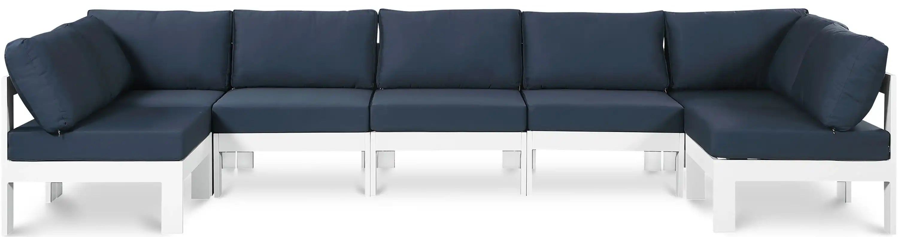 Nizuc - Outdoor Patio 7 Piece Modular Sectional With White Frame - Best Buy Furniture