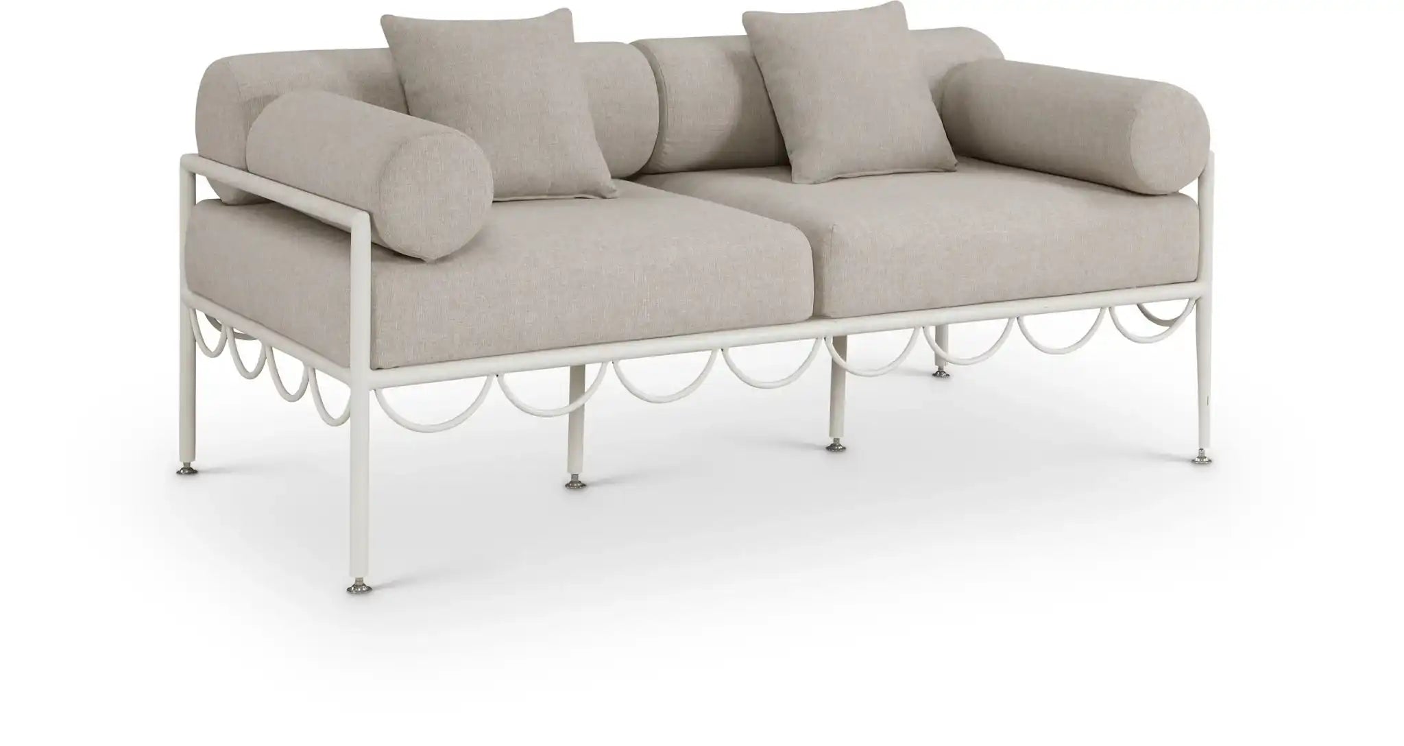 Portofino - Resilient Water Repellent Fabric 69.75" Upholstered Outdoor Patio Loveseat - Best Buy Furniture