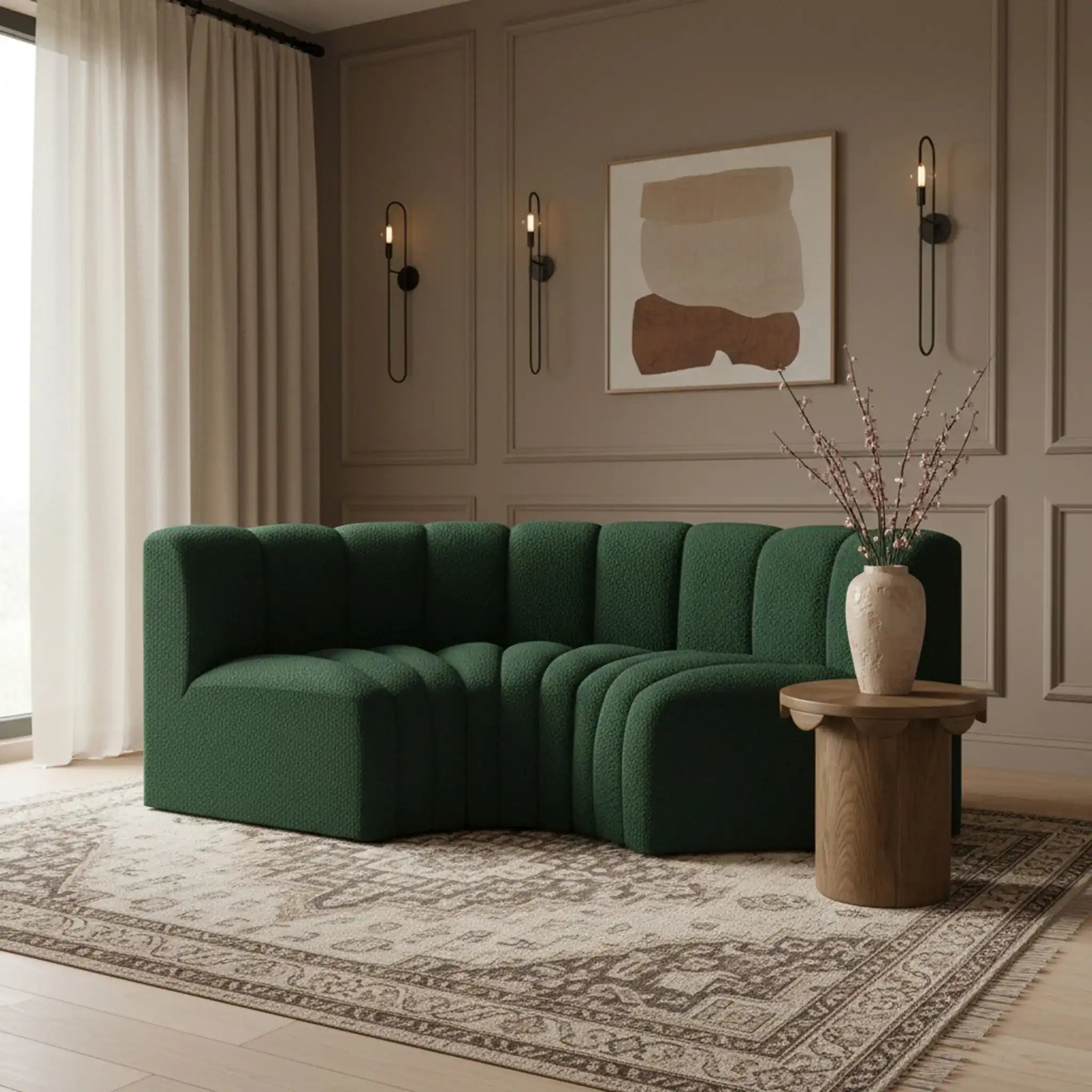 Arc - Boucle Fabric 3 Piece Modular U-Shaped Sofa