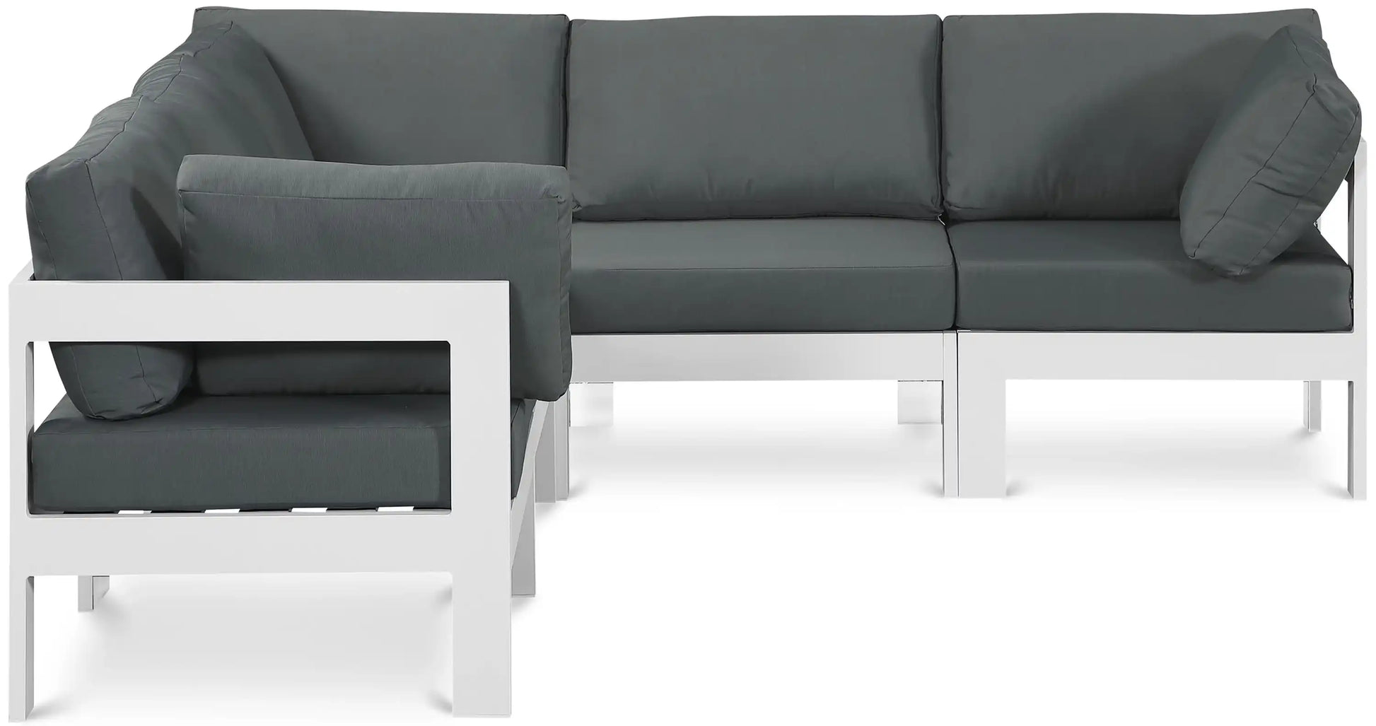 Nizuc - Outdoor Patio 5 Piece Modular Sectional With White Frame - Best Buy Furniture