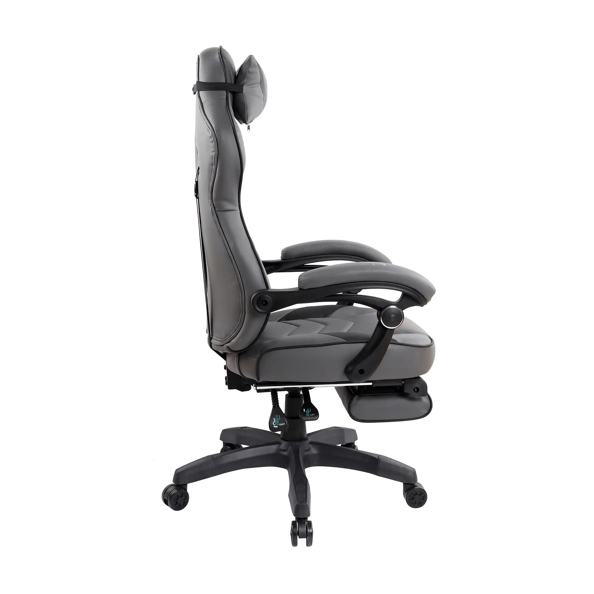 Gaming Racing Style Fully Reclining Executive Office Chair with Footrest, Black & Grey - Best Buy Furniture