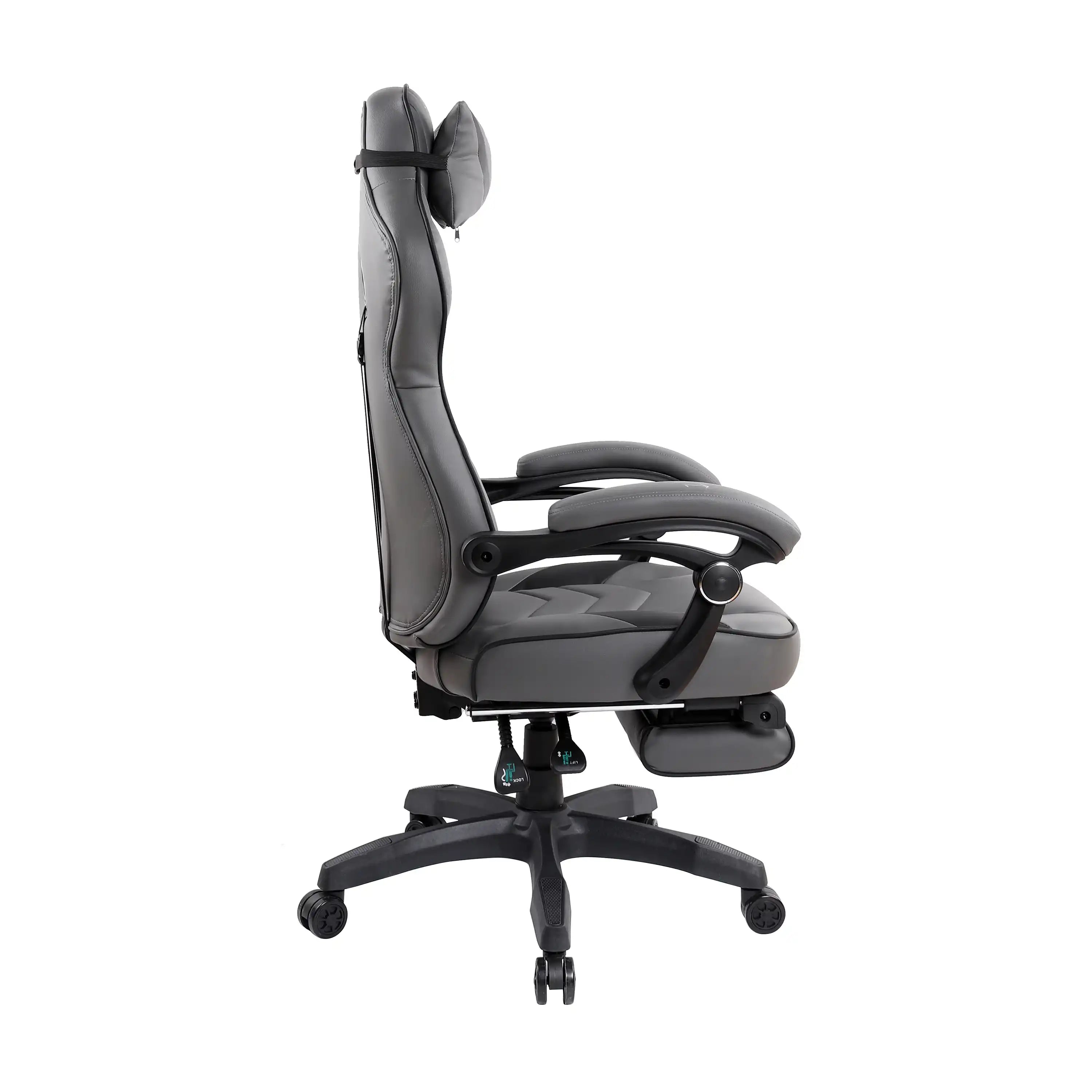 Gaming Racing Style Fully Reclining Executive Office Chair with Footrest, Black & Grey - Best Buy Furniture