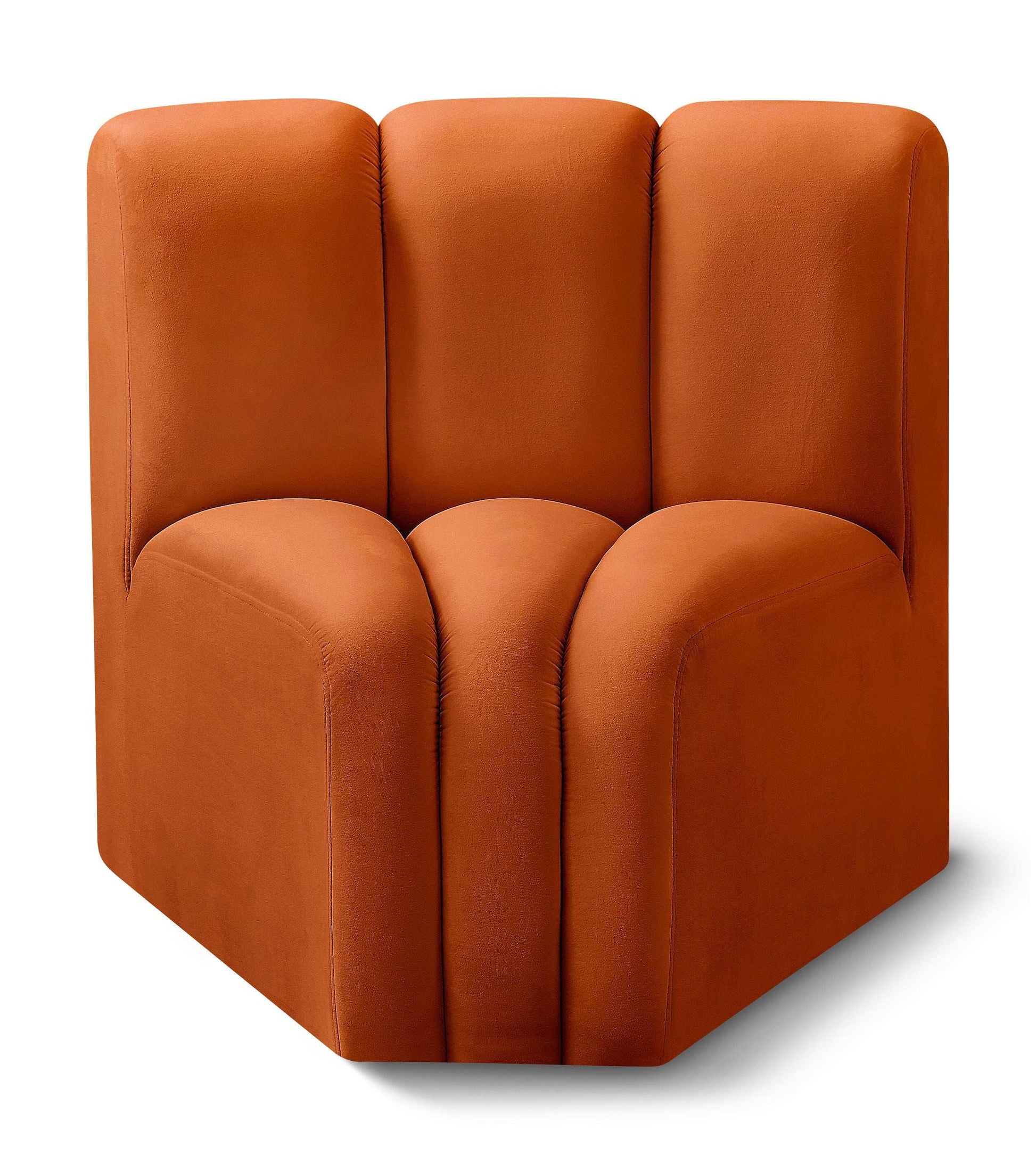 Arc - Velvet Curved Corner Chair - Best Buy Furniture