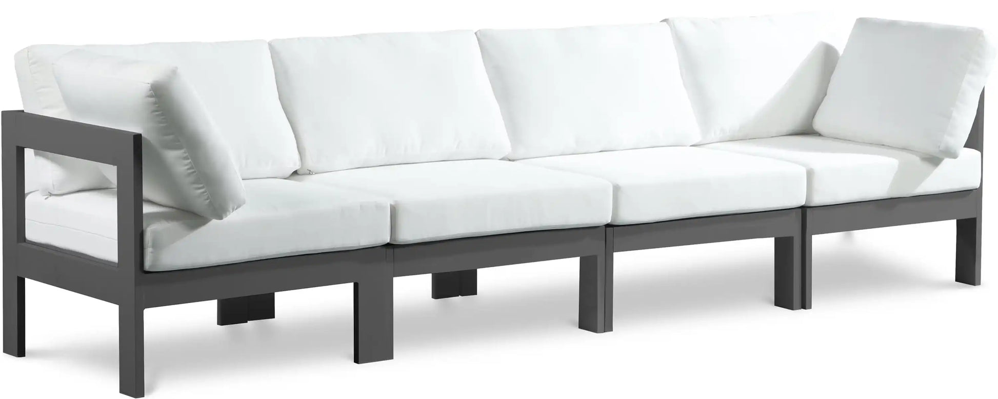Nizuc - Outdoor Patio 4 Seat Modular Sofa With Gray Frame - Best Buy Furniture
