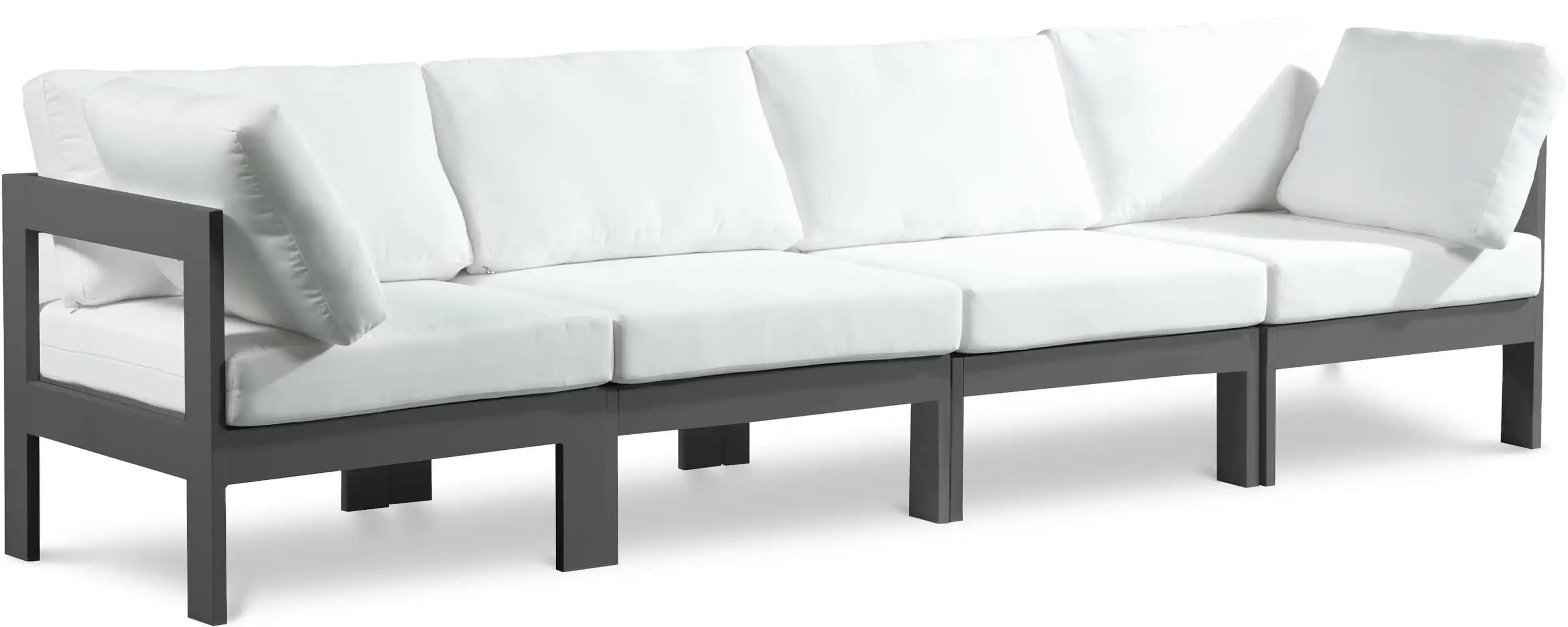 Nizuc - Outdoor Patio 4 Seat Modular Sofa With Gray Frame - Best Buy Furniture