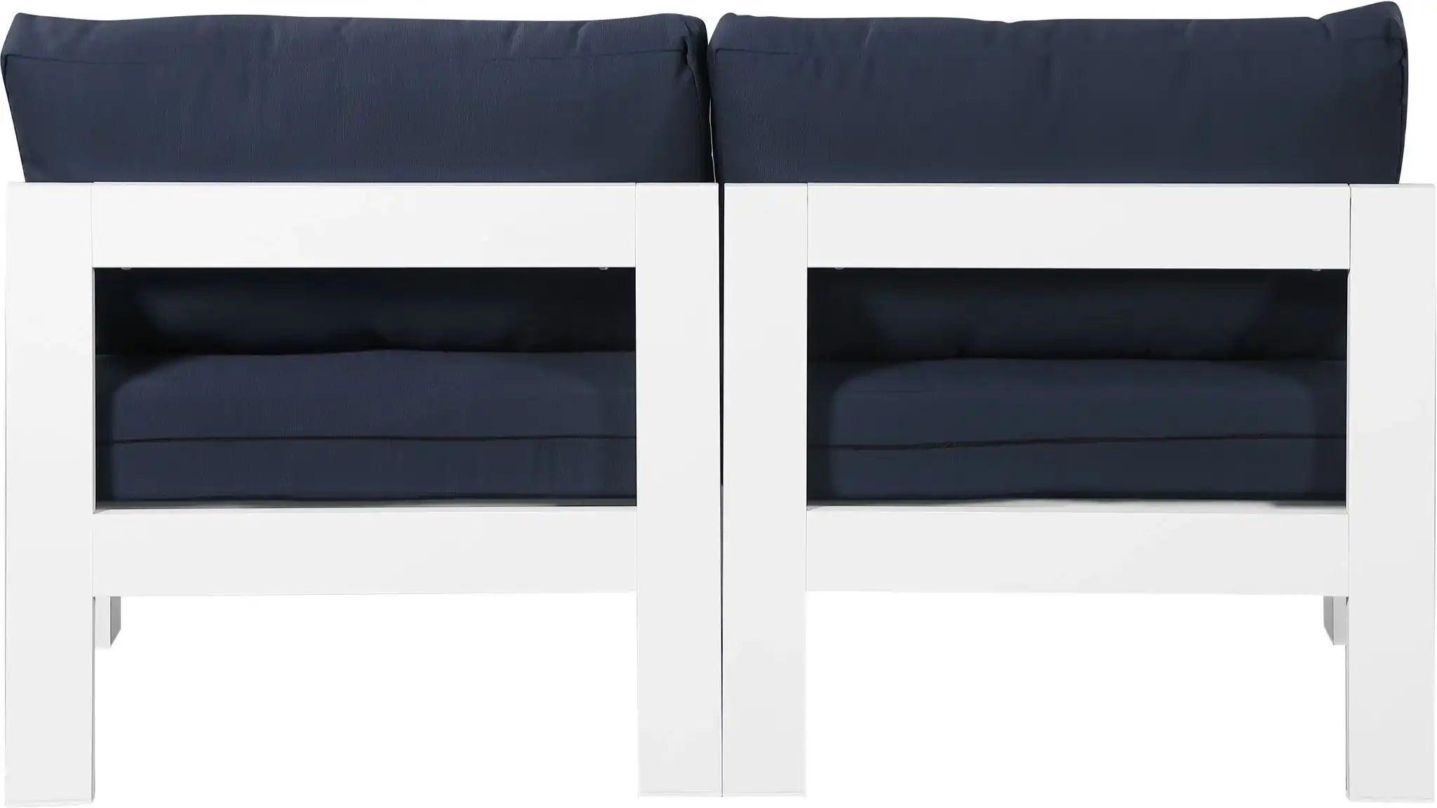 Nizuc - Outdoor Patio 2 Seat Armless Modular Sofa With White Frame