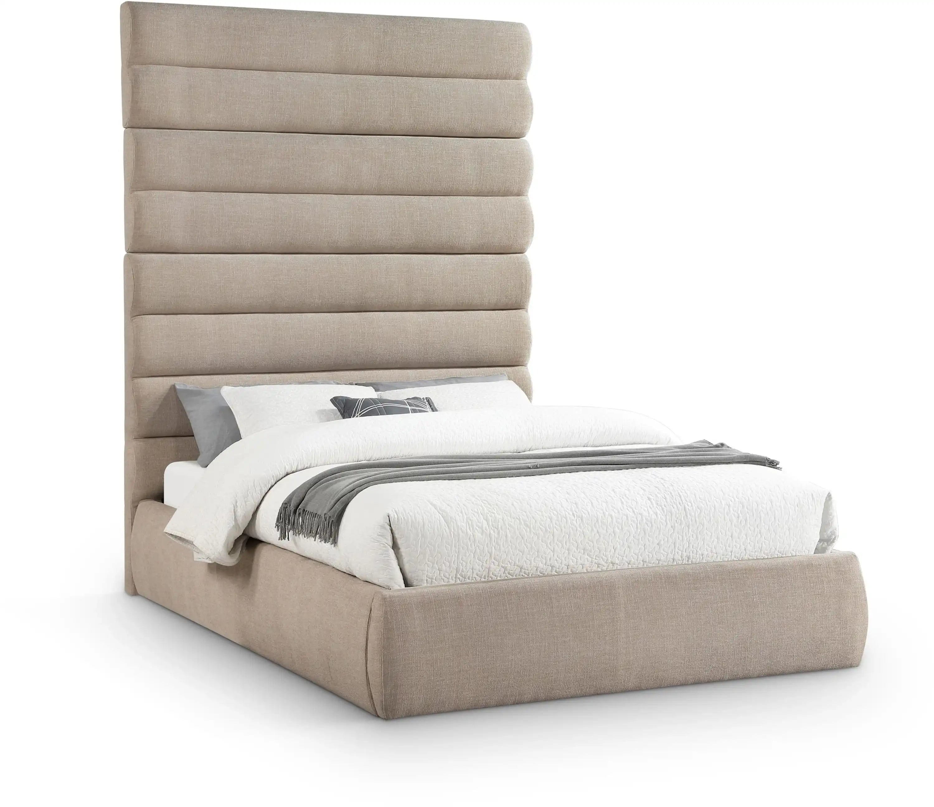 Adam - Linen Fabric Bed With 89" Headboard - Best Buy Furniture