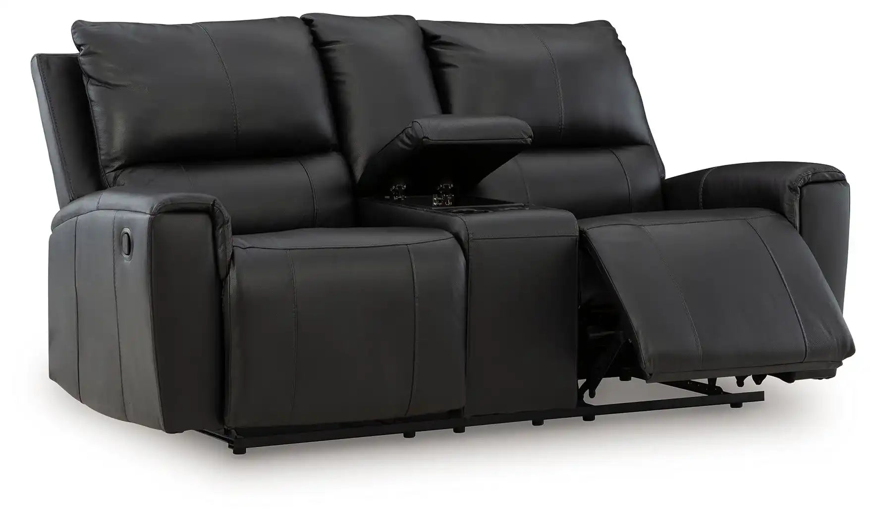 Glossmore - Reclining Loveseat With Console - Black - Best Buy Furniture