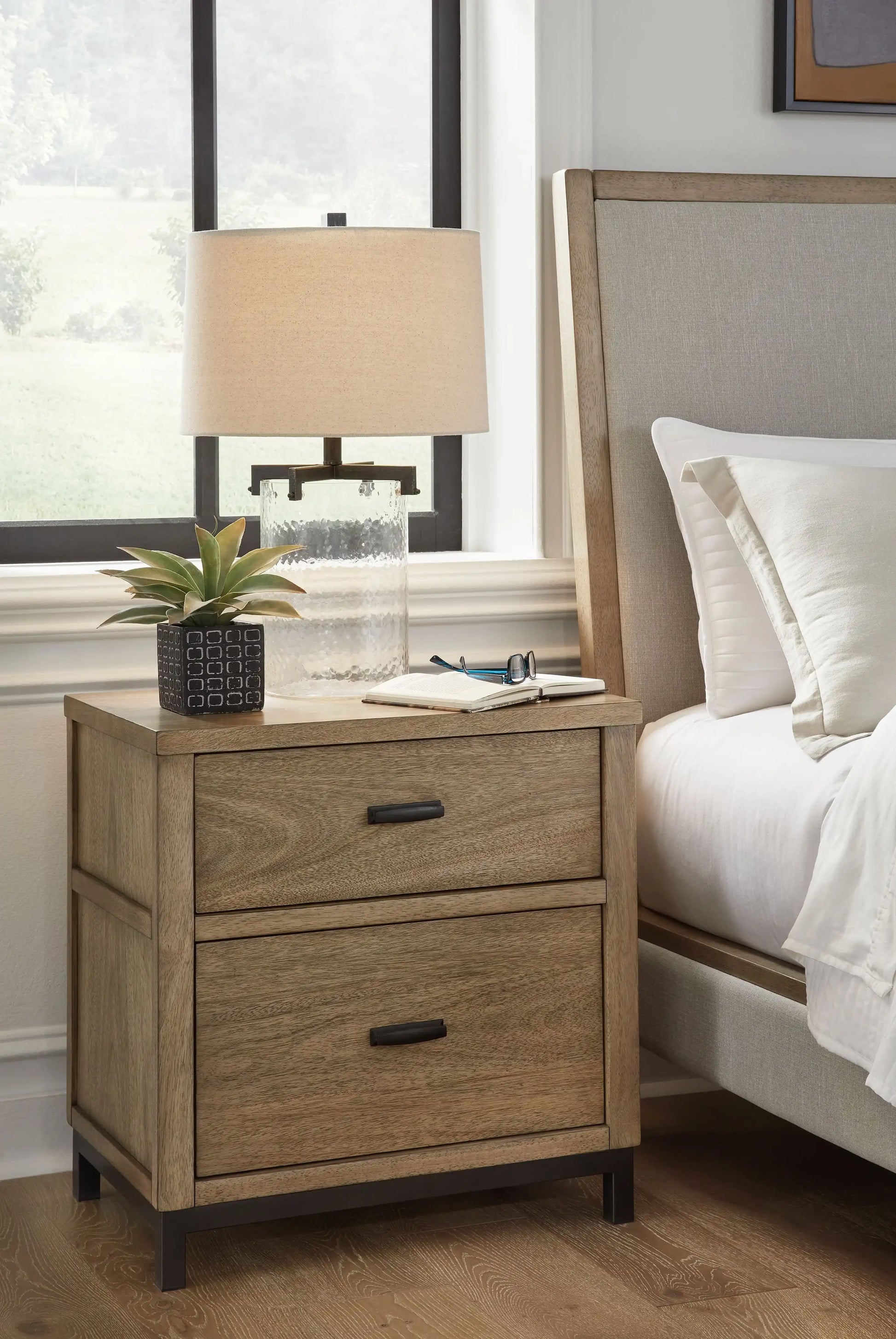 Tomtyn - Two Drawer Night Stand - Light Brown - Best Buy Furniture