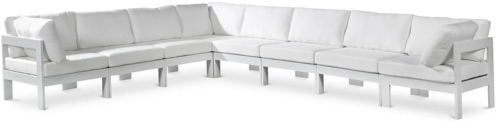 Nizuc - Outdoor Patio 8 Piece Modular Sectional With White Frame - Best Buy Furniture