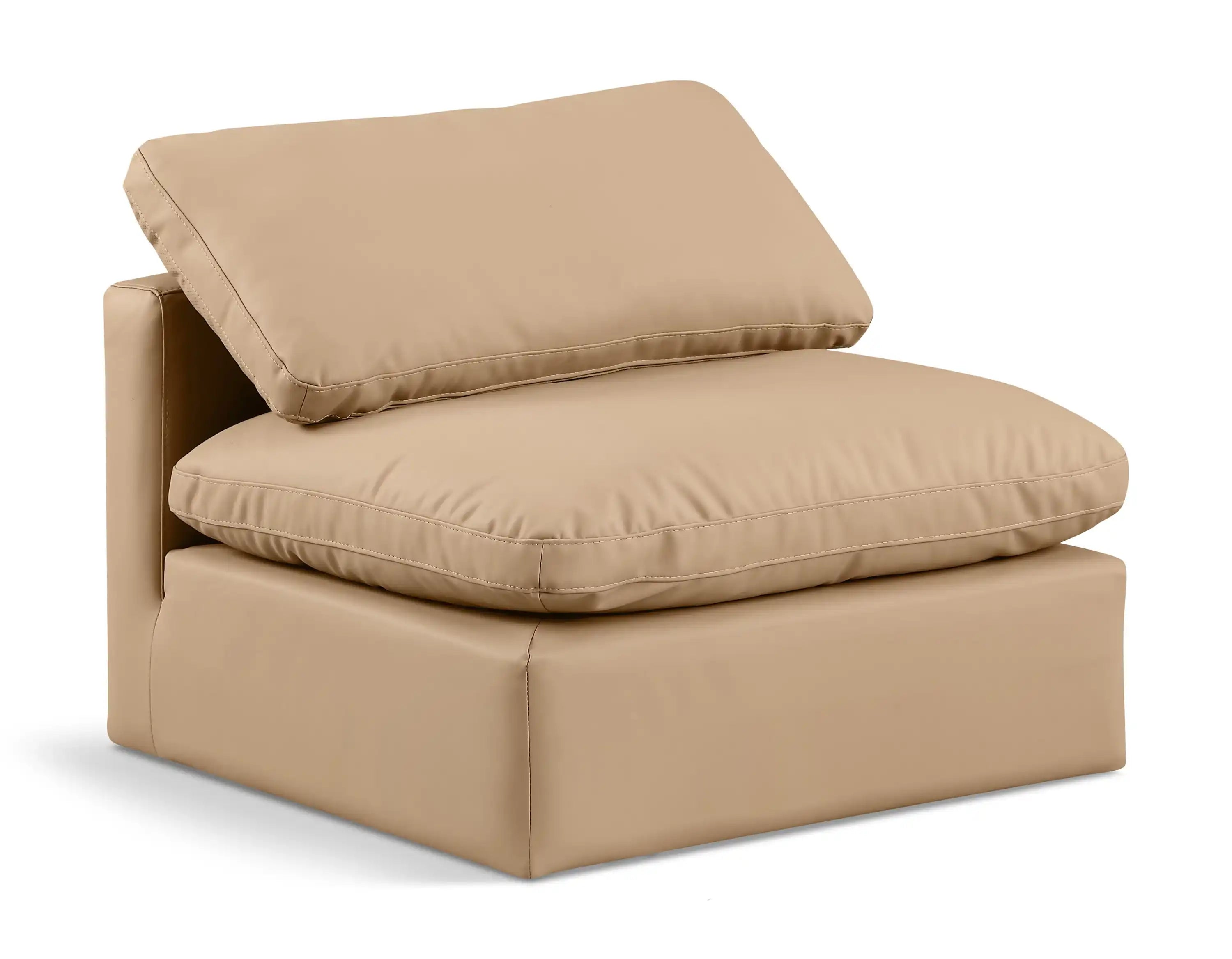 Indulge - Faux Leather Armless Chair - Tan - Best Buy Furniture